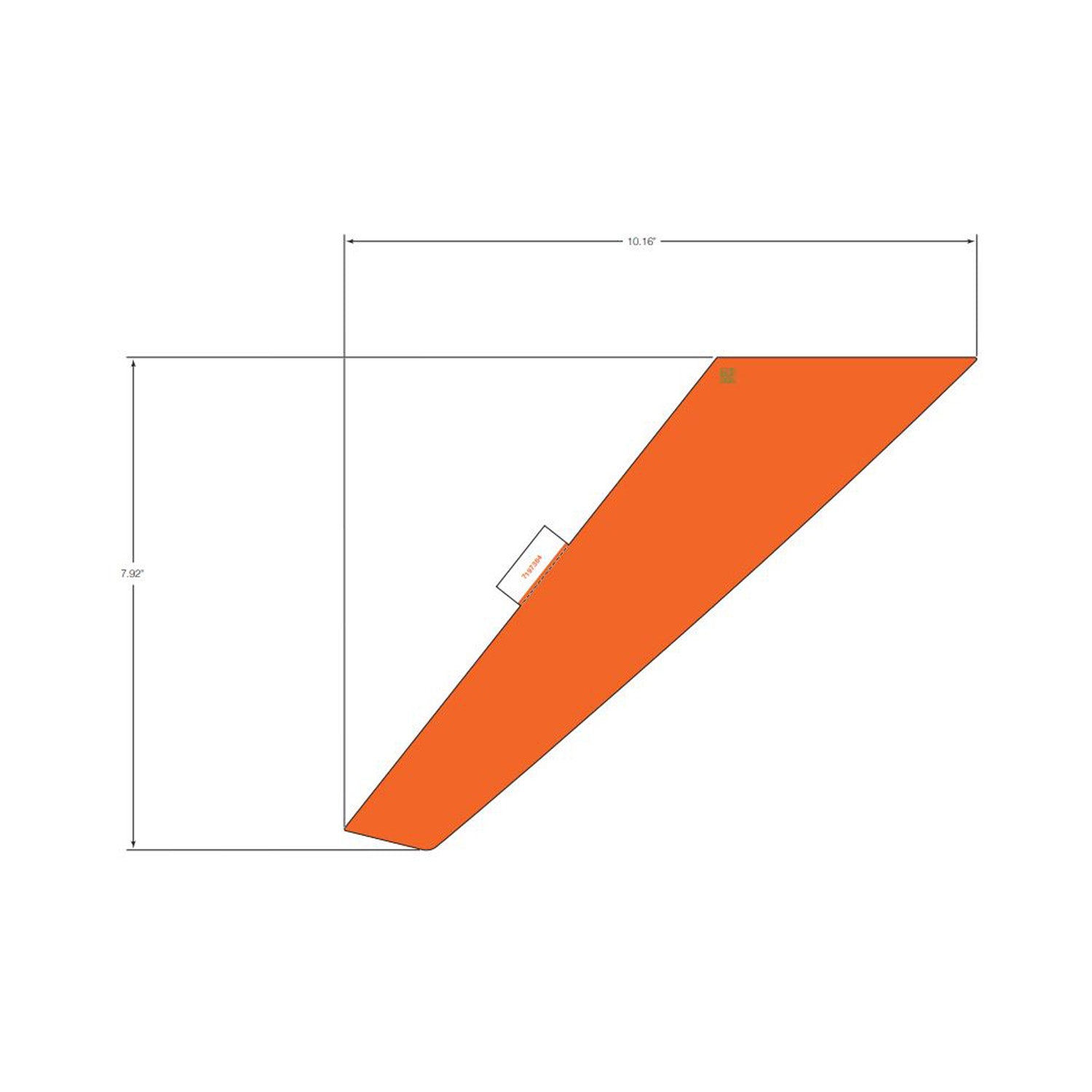 Orange angular decal with sharp, elongated triangular shape and slight curve designed for vehicle hood application.