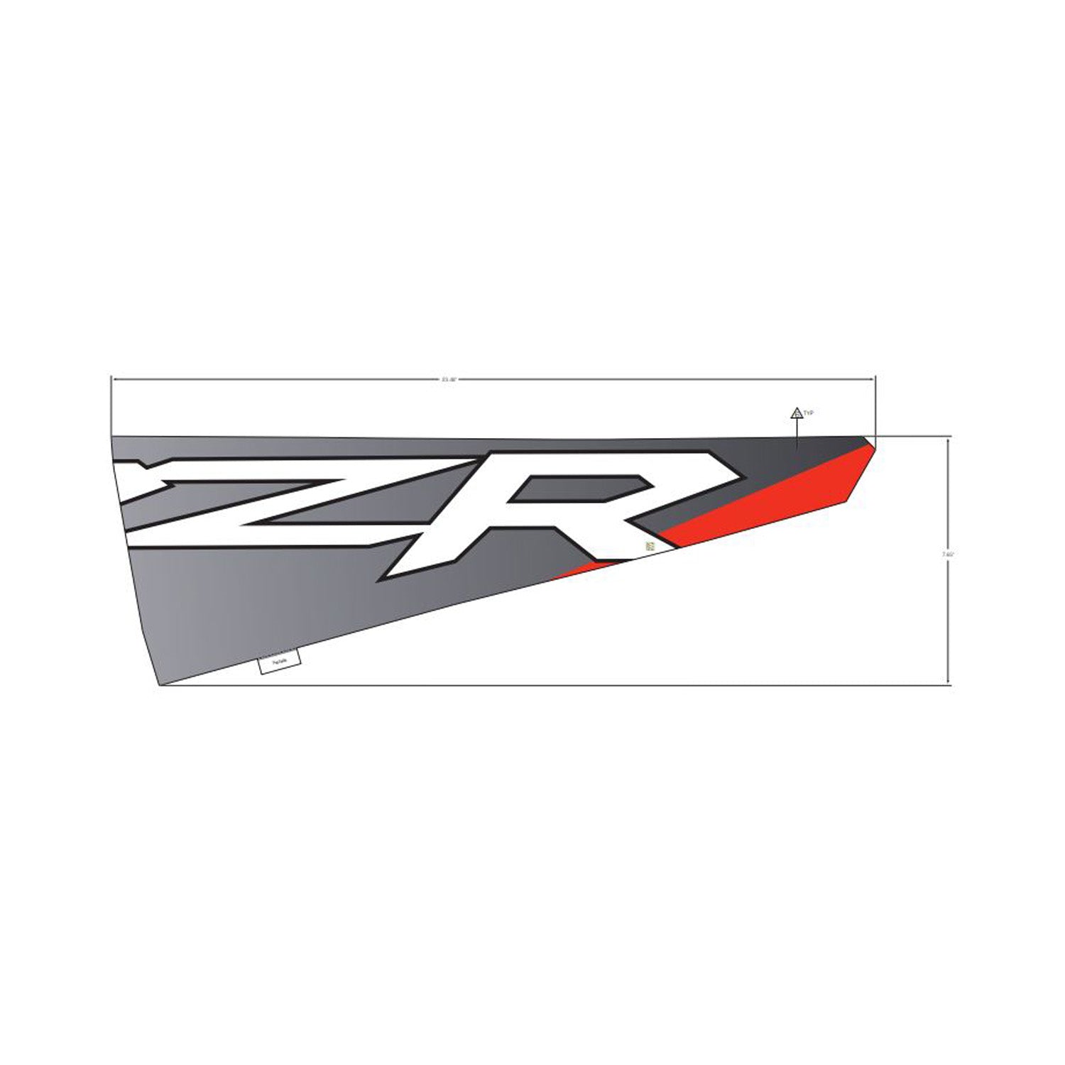 Triangular gray and white door decal with bold "ZR" lettering and a red accent stripe.