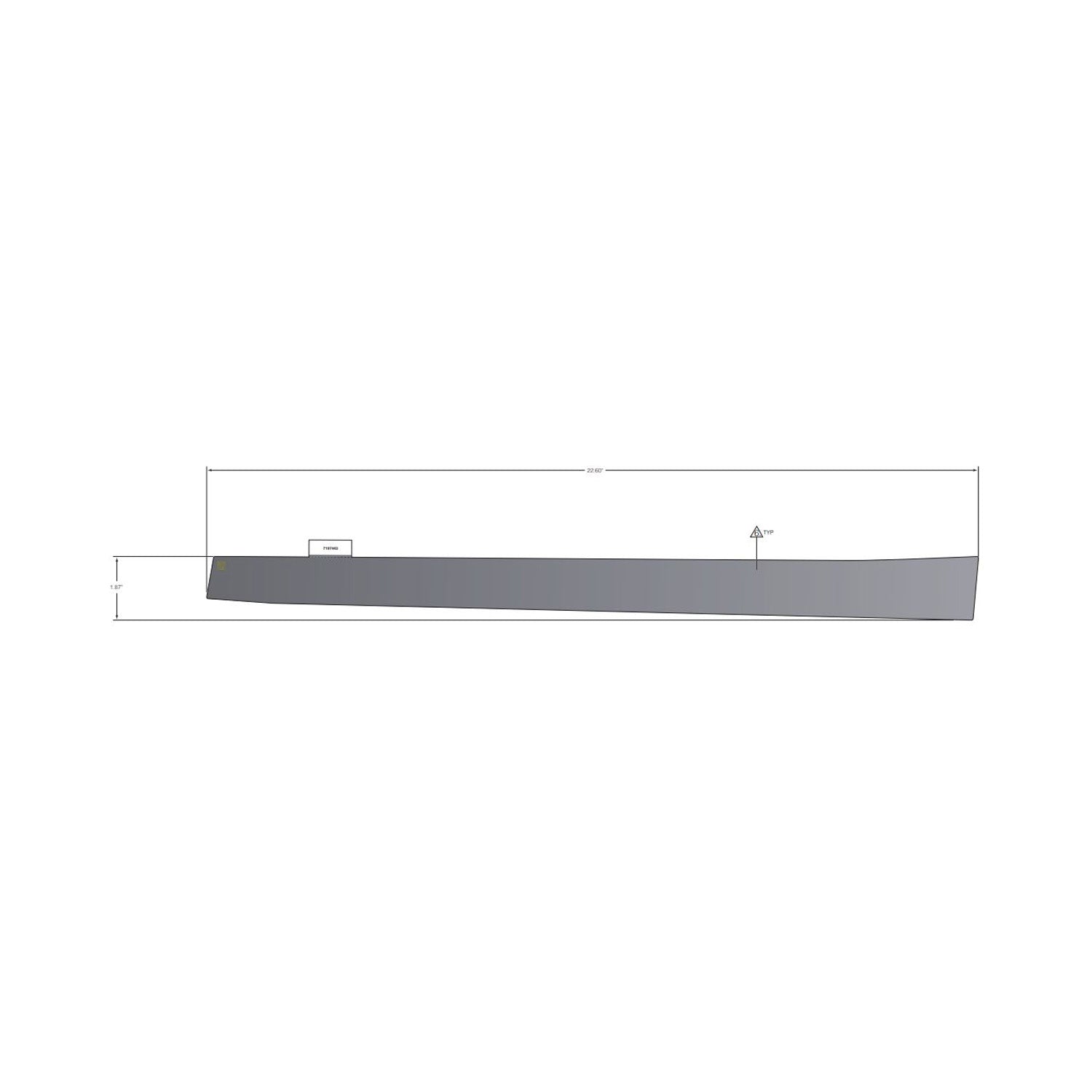 Black slim rectangular rear upper door decal with subtle tapered design for left side.