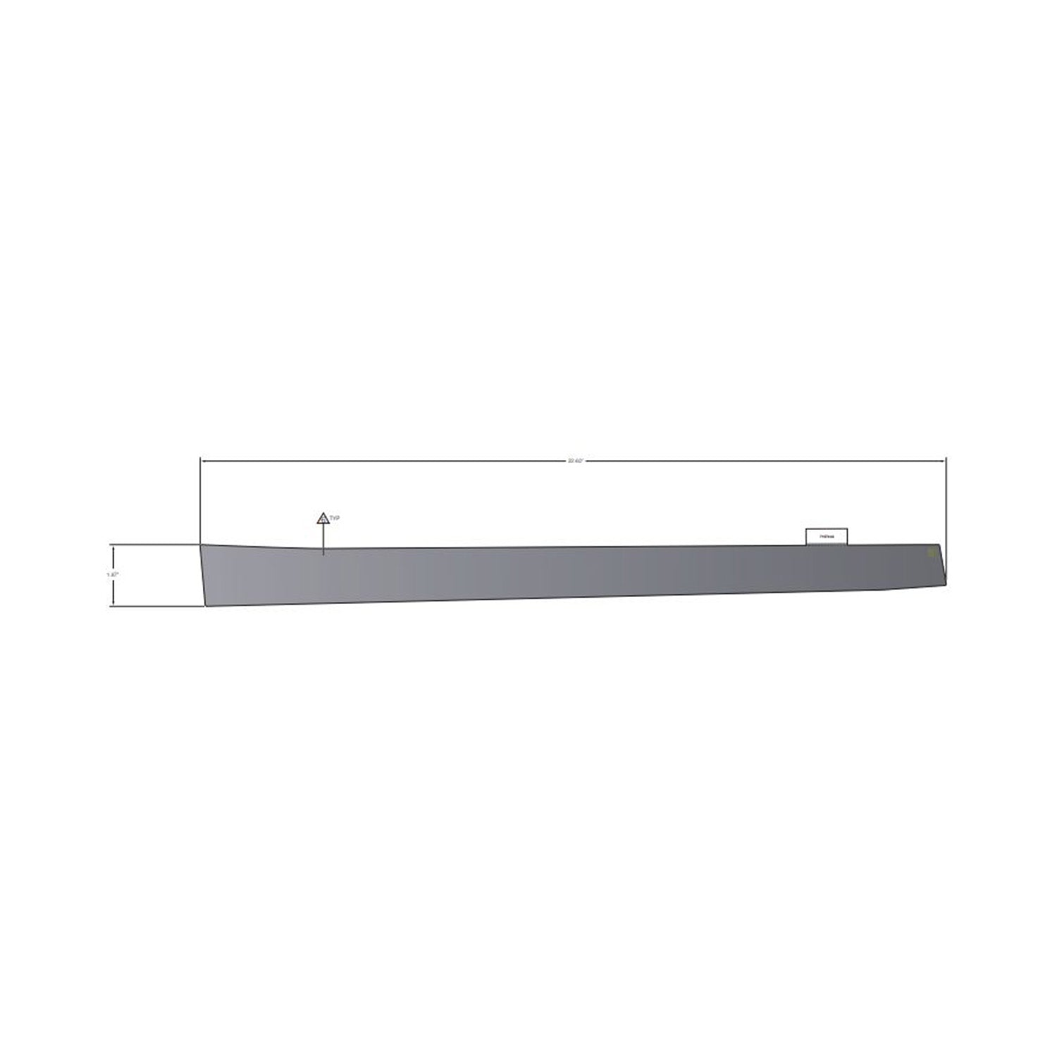 Gray tapered rear upper right door decal for Polaris off-road vehicle.