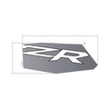 Gray angular rear upper door decal with large white stylized "ZR" lettering.