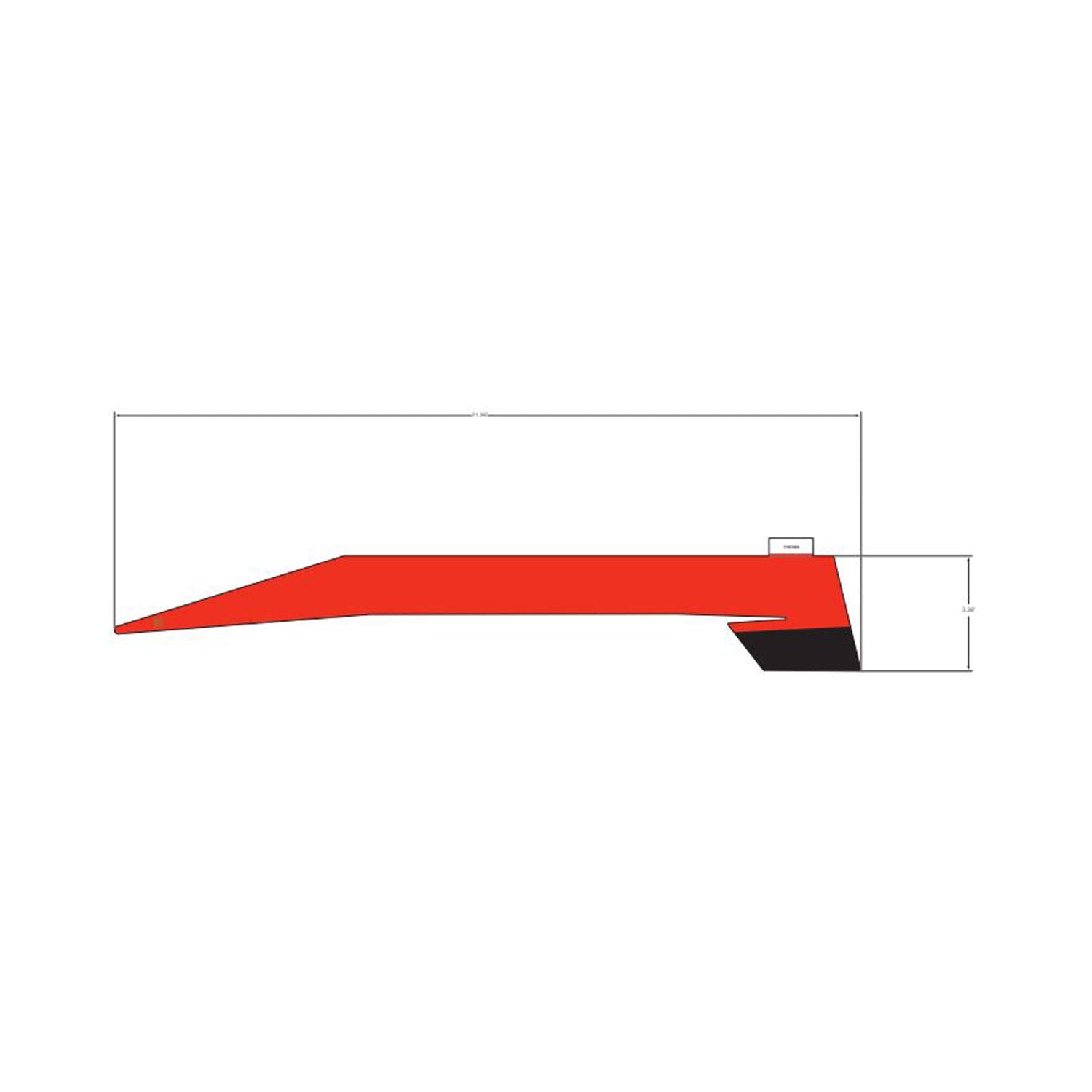 Red and black angular rear lower door decal for right side of Polaris RZR UTV.