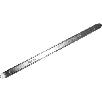 The Tire Lever 40 cm by Tmv is a portable silver metal tool with rounded, flat ends and embossed measurement markings—ideal for easy tire changes.