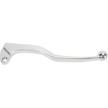 The Brake Lever Polished by Parts Unlimited is a silver alloy lever for motorcycles or scooters, featuring a curved design, rounded end, side mounting hole, and ideal as a replacement brake lever.