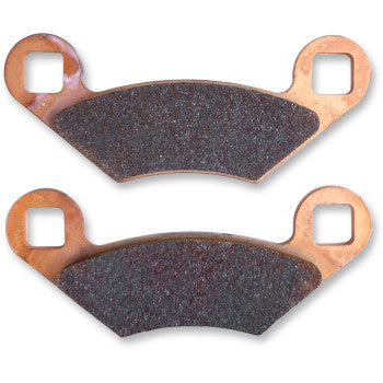 Brake Pads Extreme by Epi: Two metallic OEM replacement pads with copper-colored backing plates, dark friction surfaces, and square cutouts on both ends—engineered for powerful ATV braking in extreme conditions.