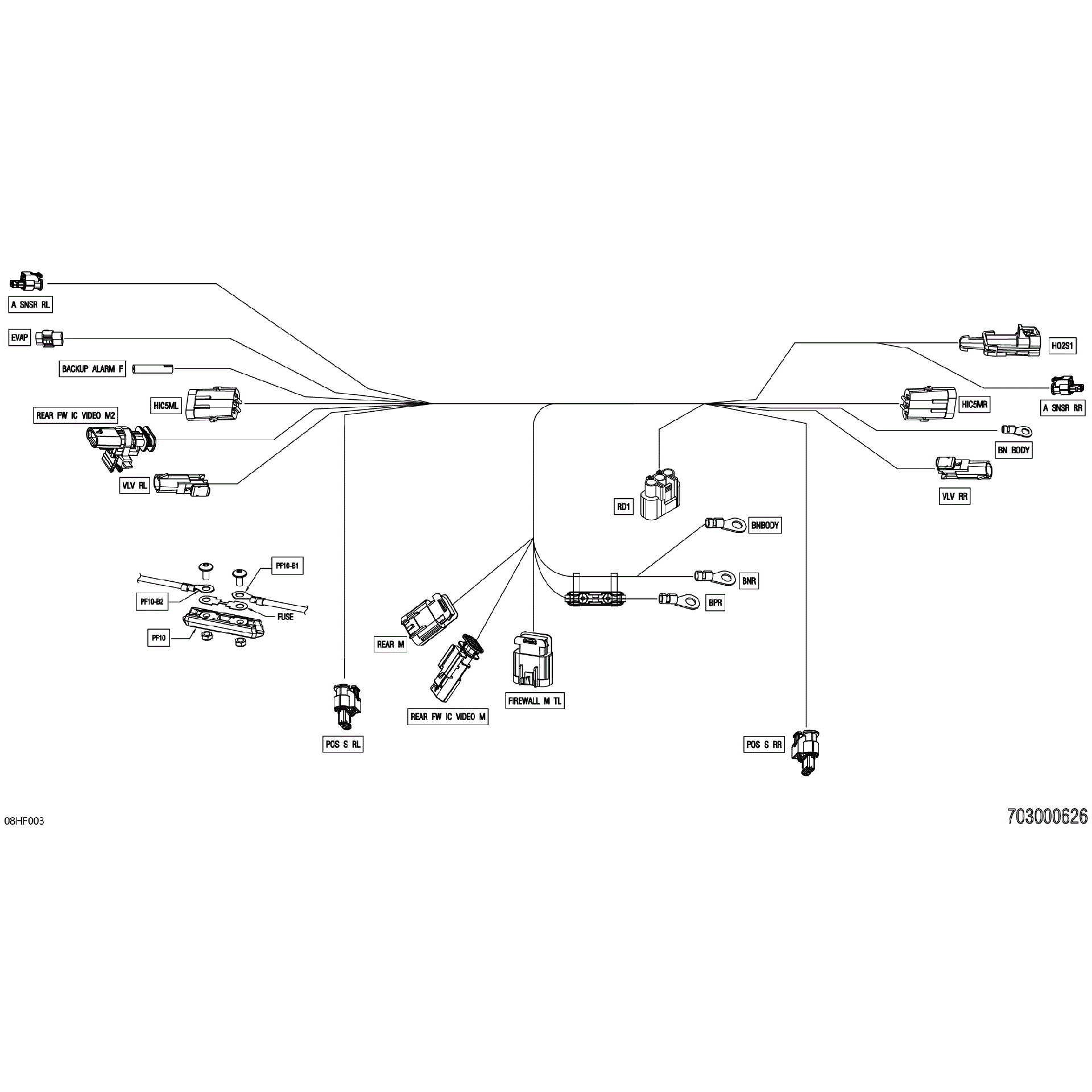 An Image of a Genuine Can-Am Parts Schematic Diagram showing the schematic - ELECTRIC - JUNCTION WIRING HARNESS - 710010774