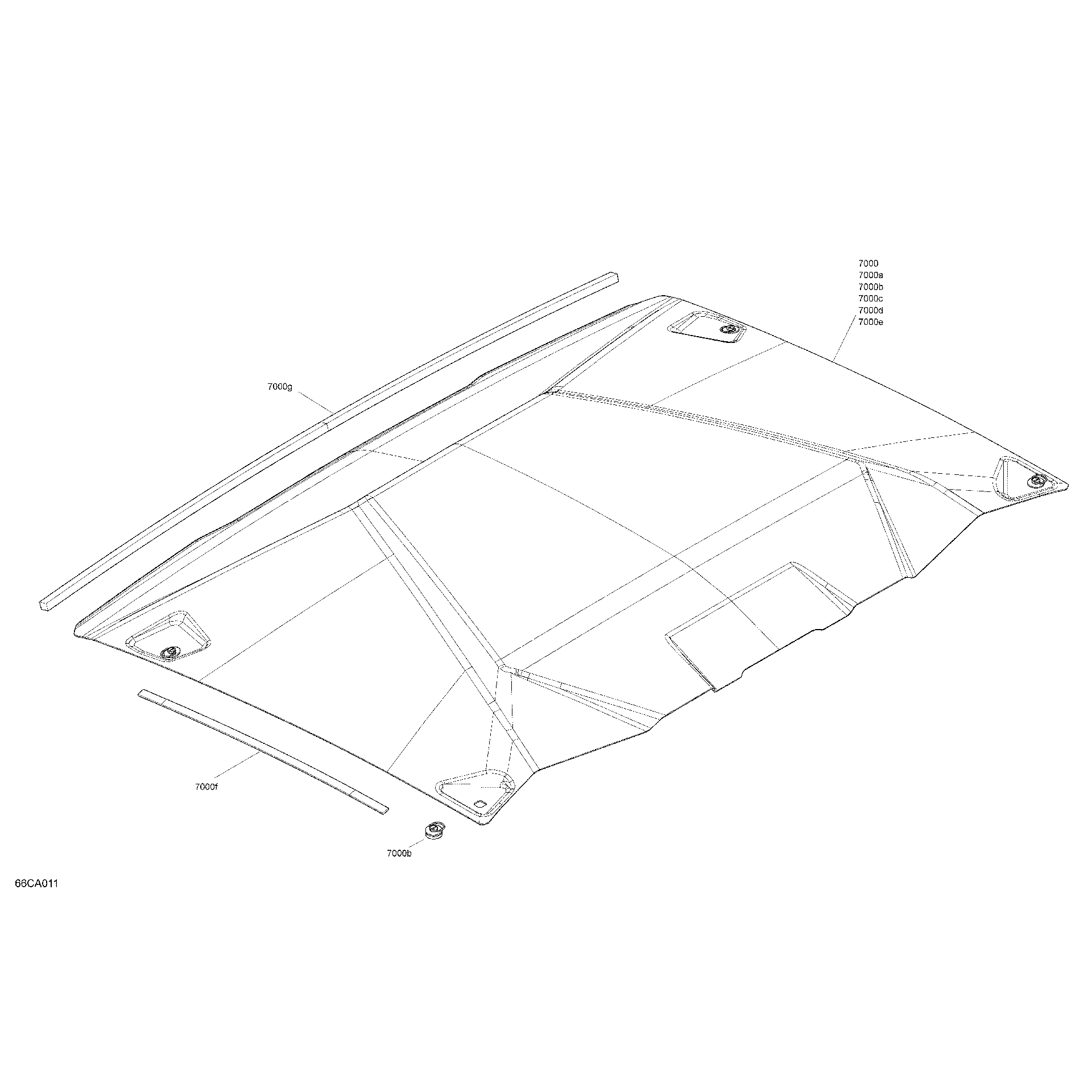 An Image of a Genuine Can-Am Parts Schematic Diagram showing the schematic - BODY - ROOF SECTION
