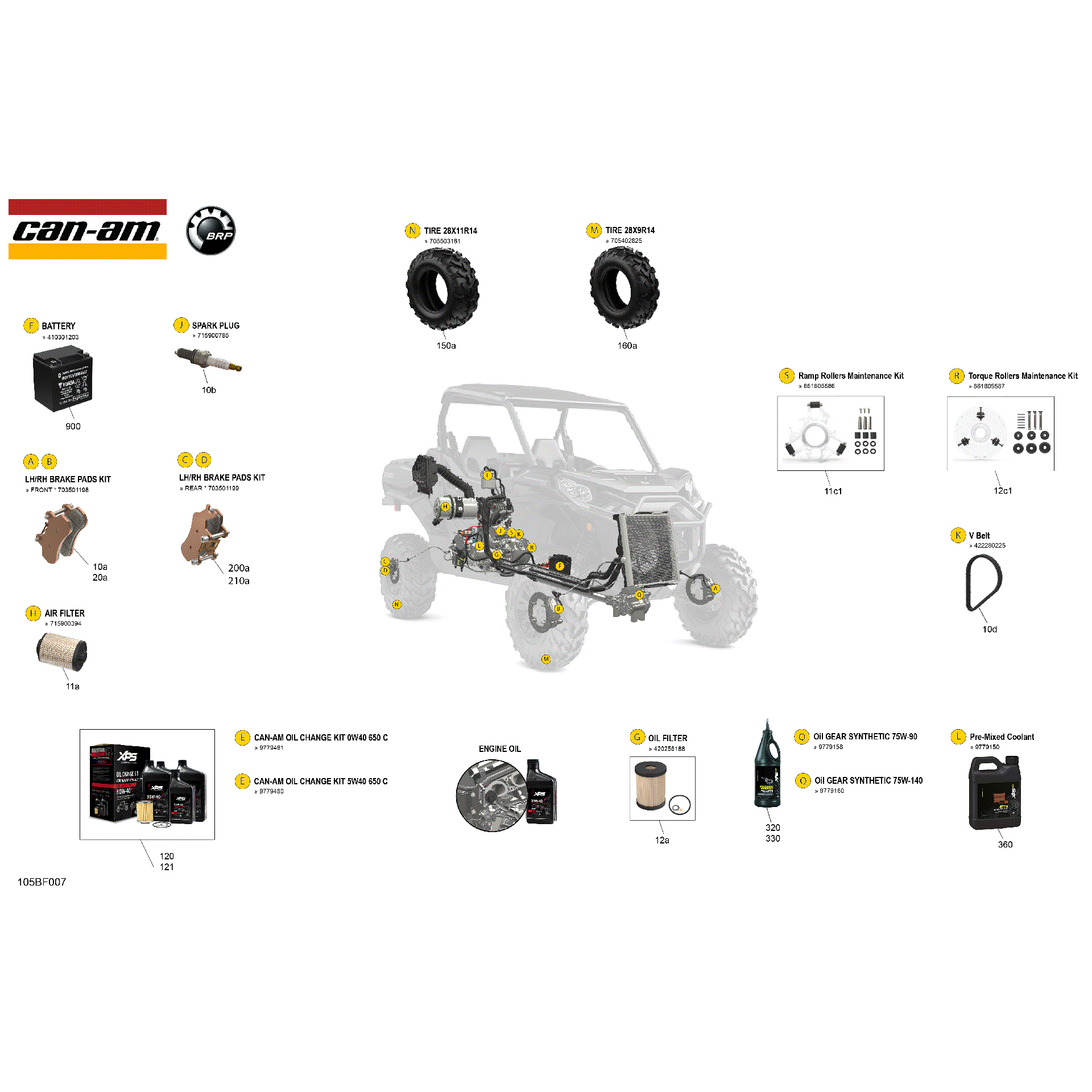 An Image of a Genuine Can-Am Parts Schematic Diagram showing the schematic - SERVICE - MAINTENANCE PARTS & FLUIDS