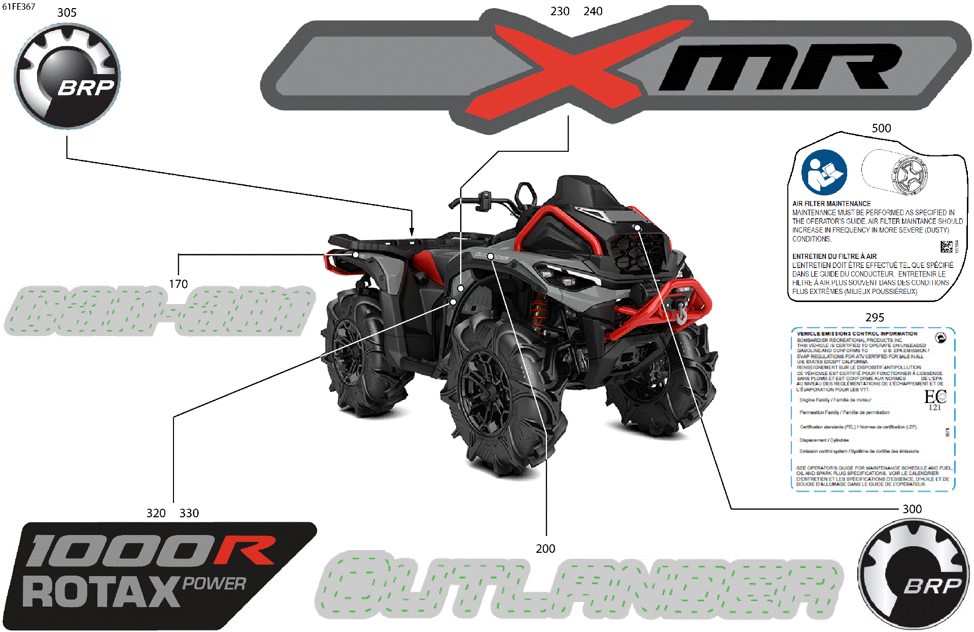 An Image of a Genuine Can-Am Parts Schematic Diagram showing the schematic - BODY - FEATURE DECALS