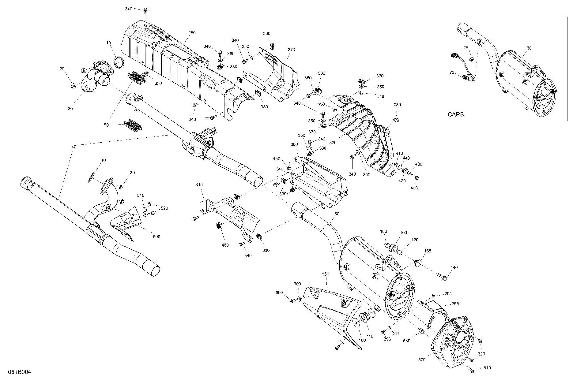 An Image of a Genuine Can-Am Parts Schematic Diagram showing the schematic - ENGINE - EXHAUST