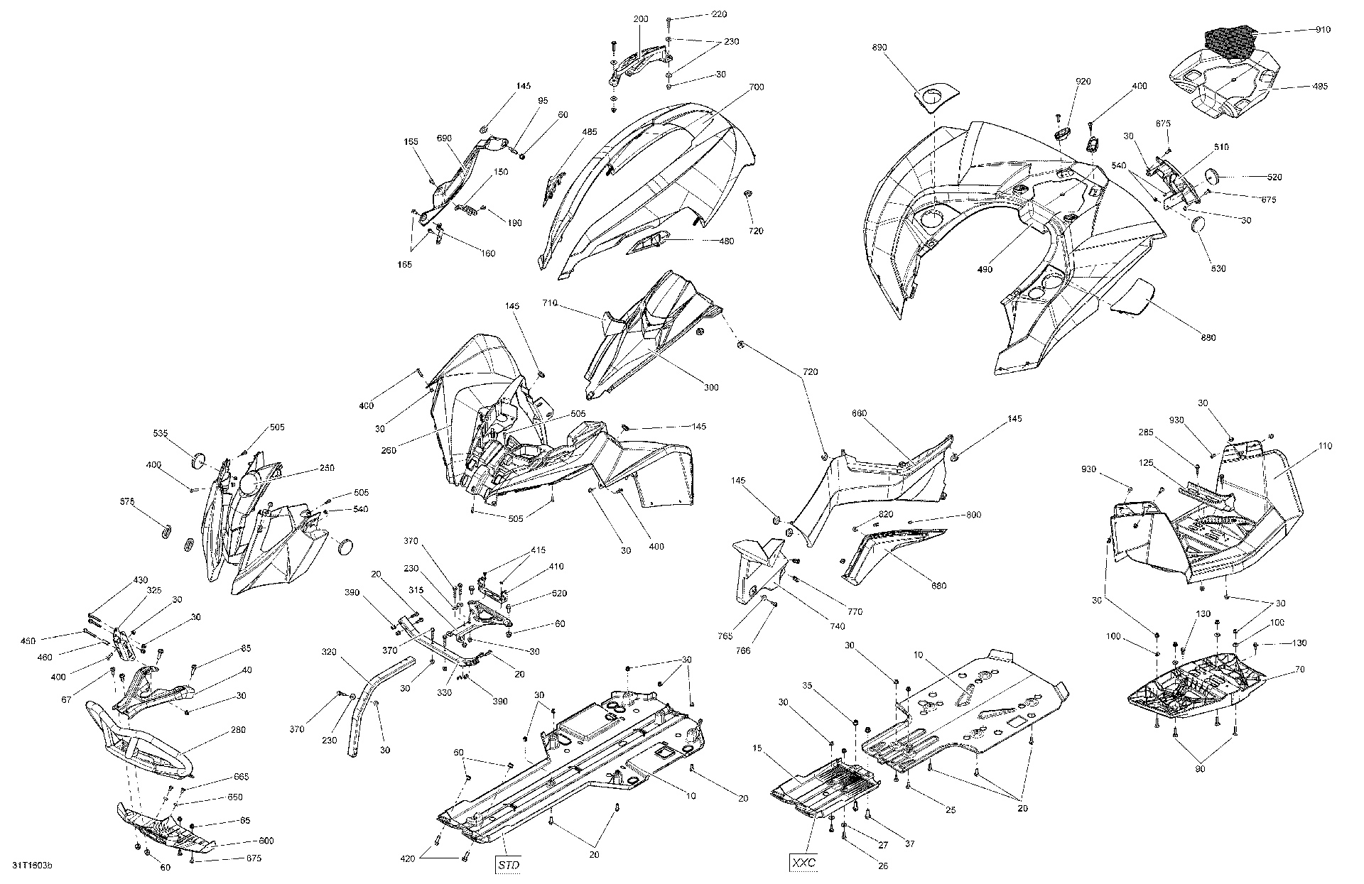 An Image of a Genuine Can-Am Parts Schematic Diagram showing the schematic - BODY AND ACCESSORIES