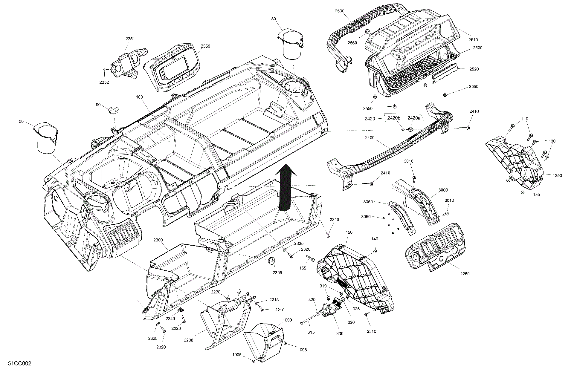 An Image of a Genuine Can-Am Parts Schematic Diagram showing the schematic - CAB INTERIOR - DASHBOARD
