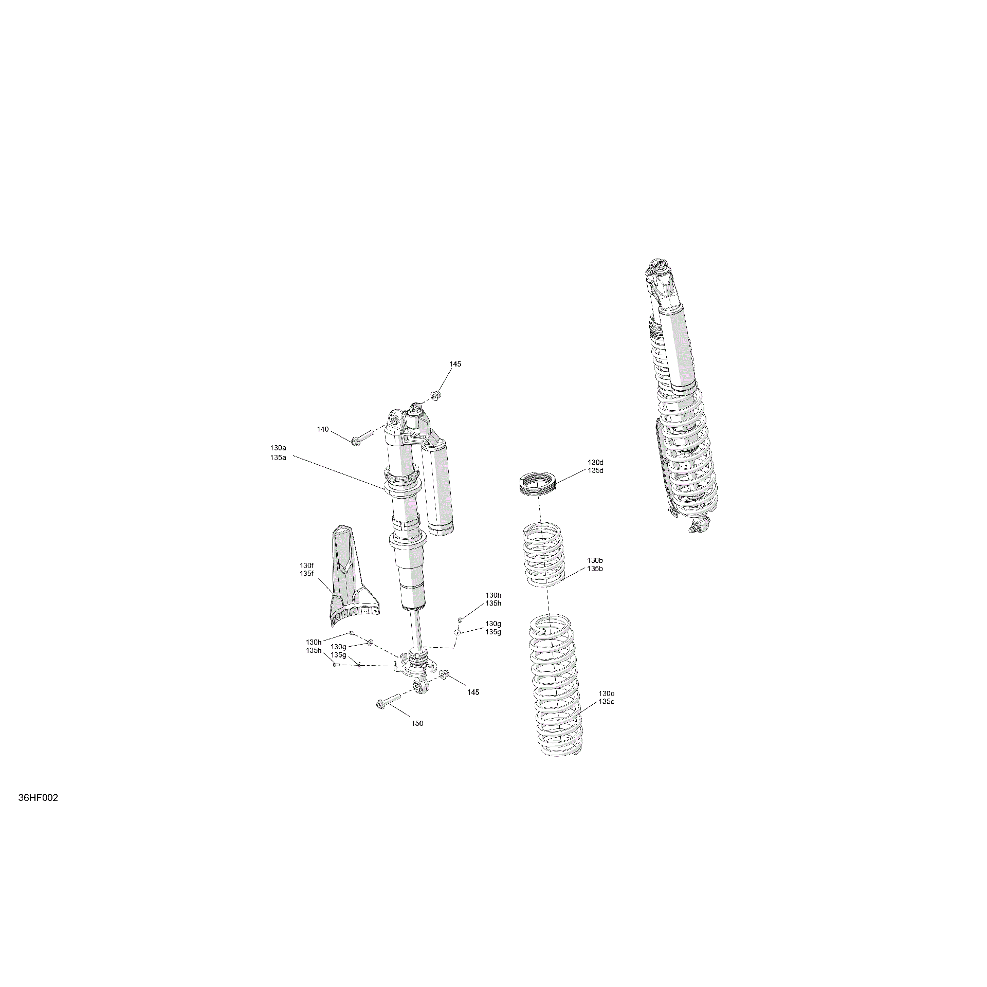 An Image of a Genuine Can-Am Parts Schematic Diagram showing the schematic - SUSPENSION - REAR SHOCKS