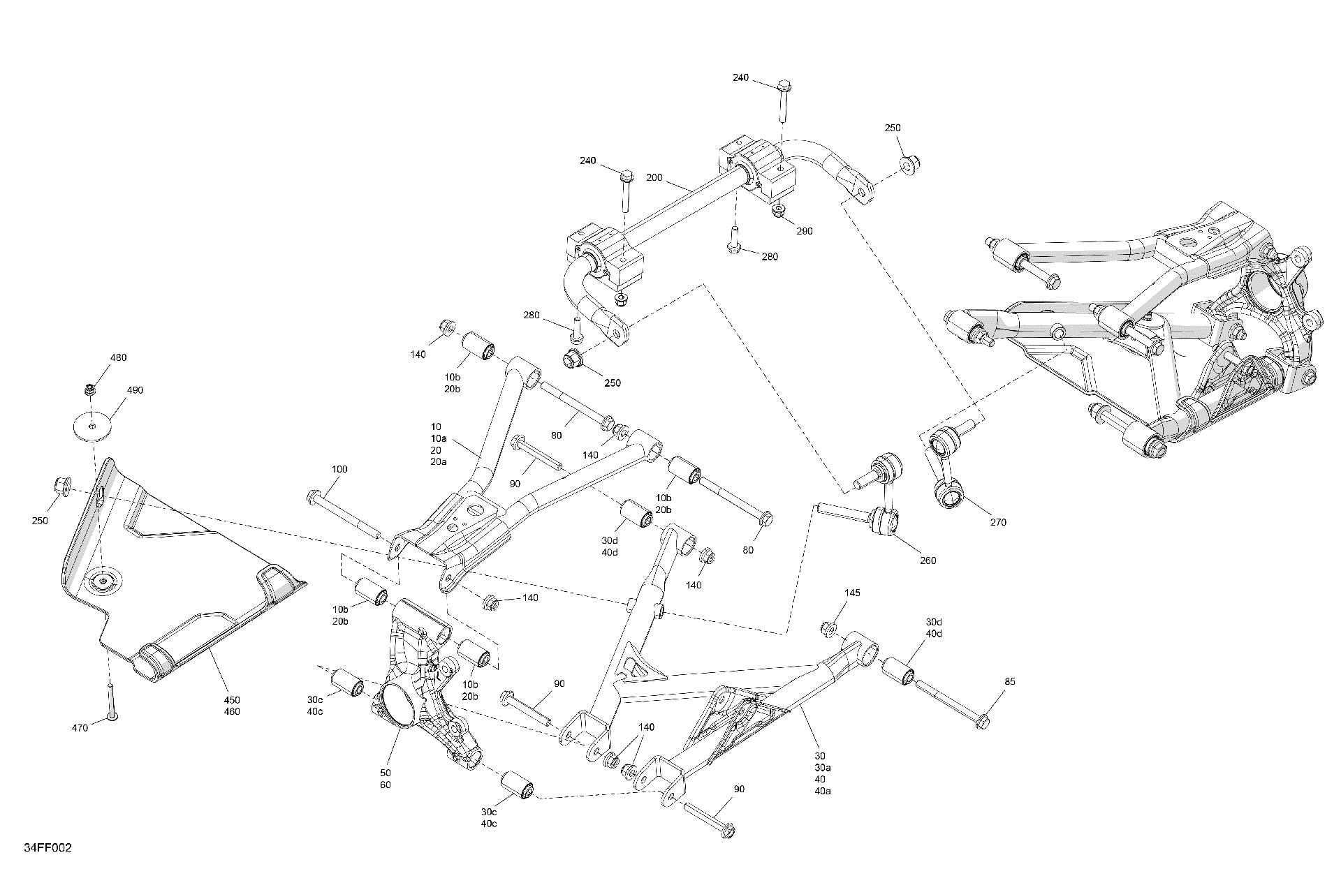 An Image of a Genuine Can-Am Parts Schematic Diagram showing the schematic - SUSPENSION - REAR COMPONENTS