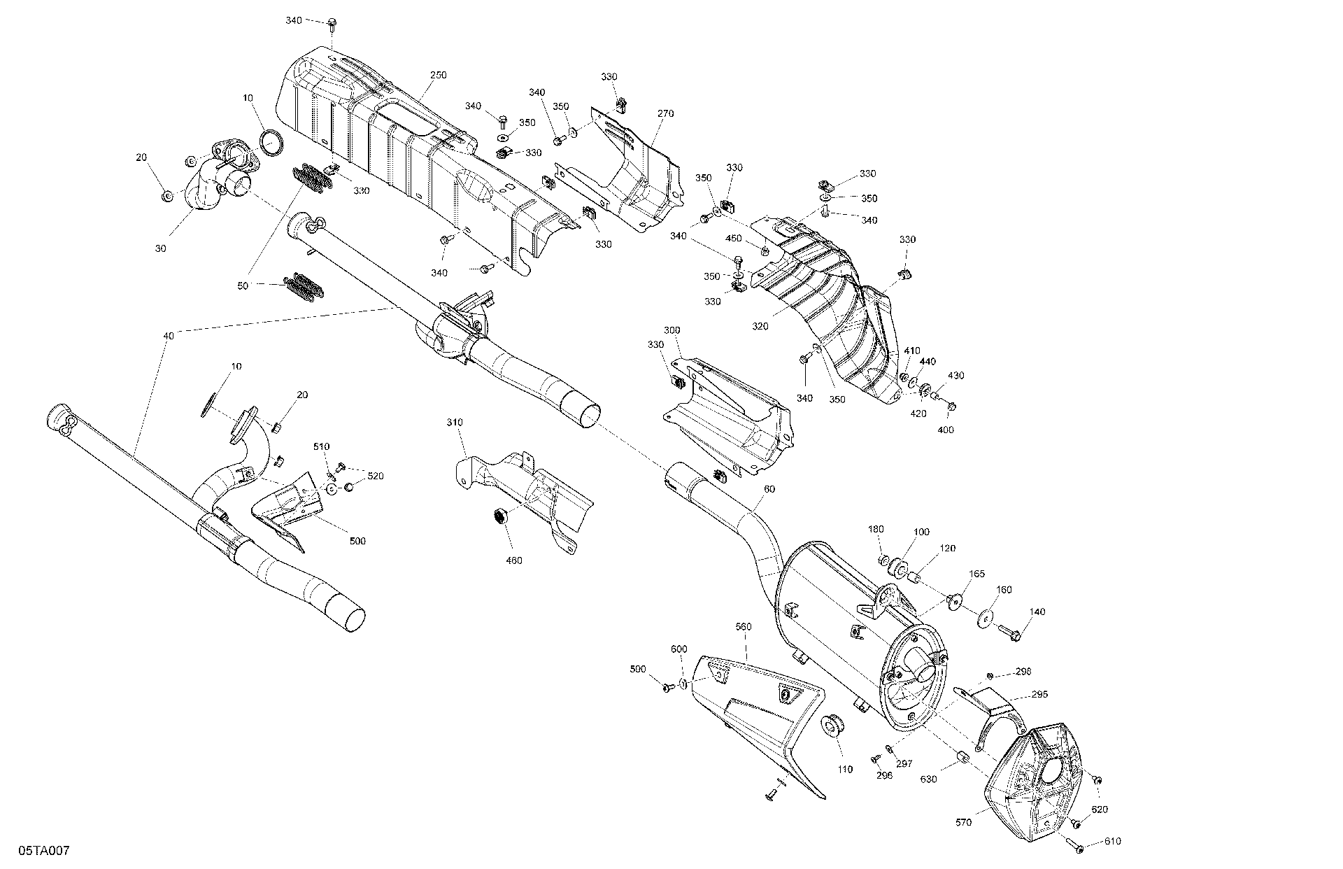 An Image of a Genuine Can-Am Parts Schematic Diagram showing the schematic - ENGINE - EXHAUST