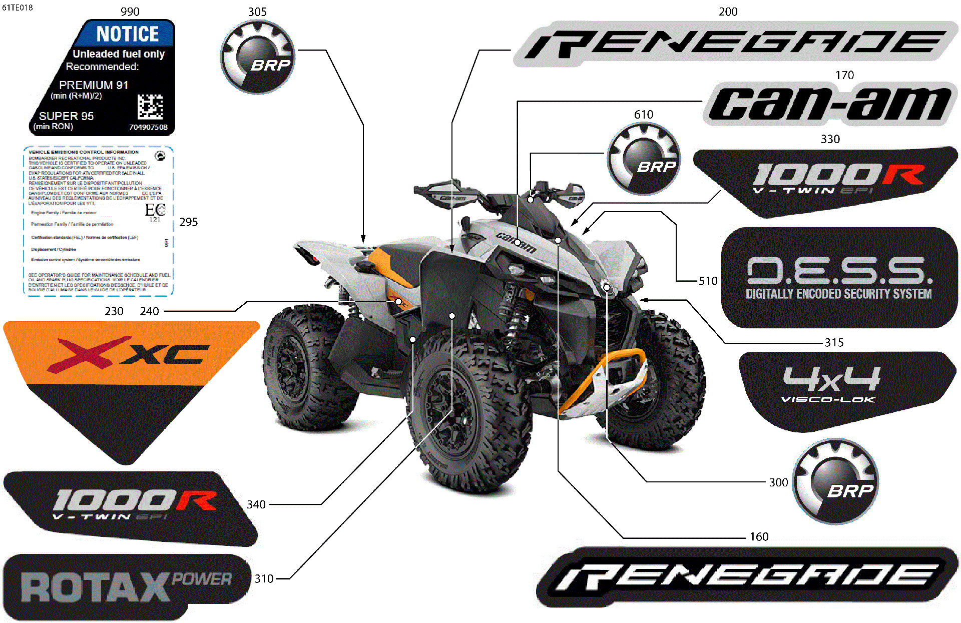 An Image of a Genuine Can-Am Parts Schematic Diagram showing the schematic - BODY - FEATURE DECALS