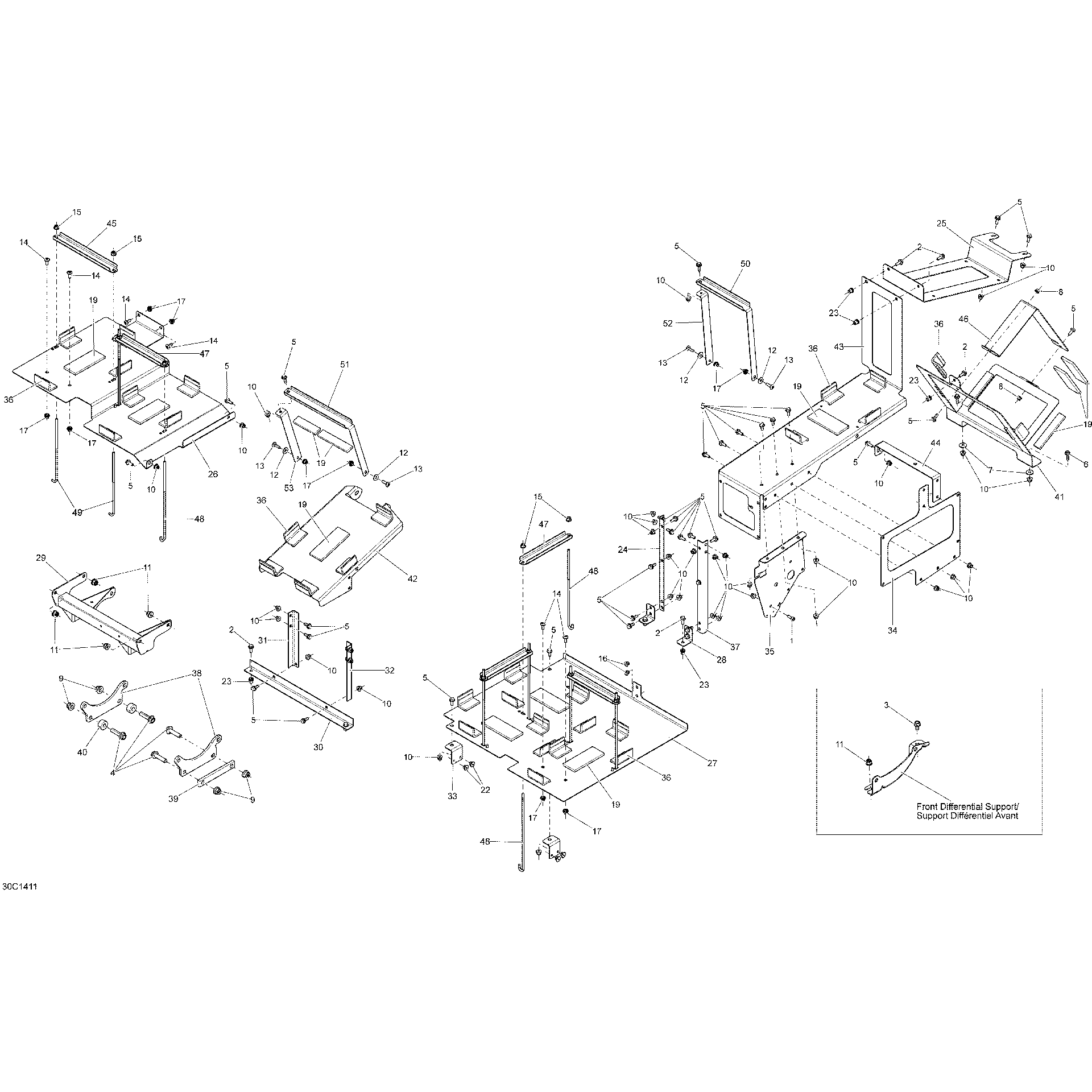 An Image of a Genuine Can-Am Parts Schematic Diagram showing the schematic - FRAME _30C1411