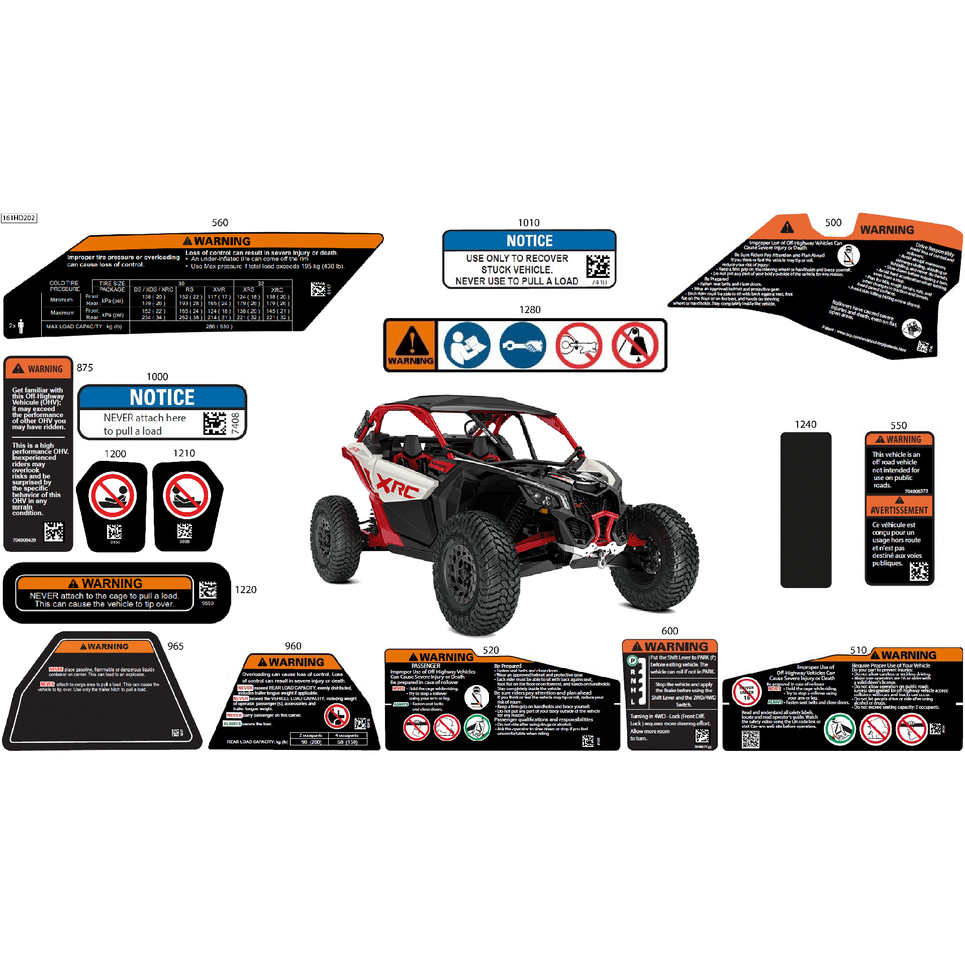 An Image of a Genuine Can-Am Parts Schematic Diagram showing the schematic - BODY - WARNING DECALS