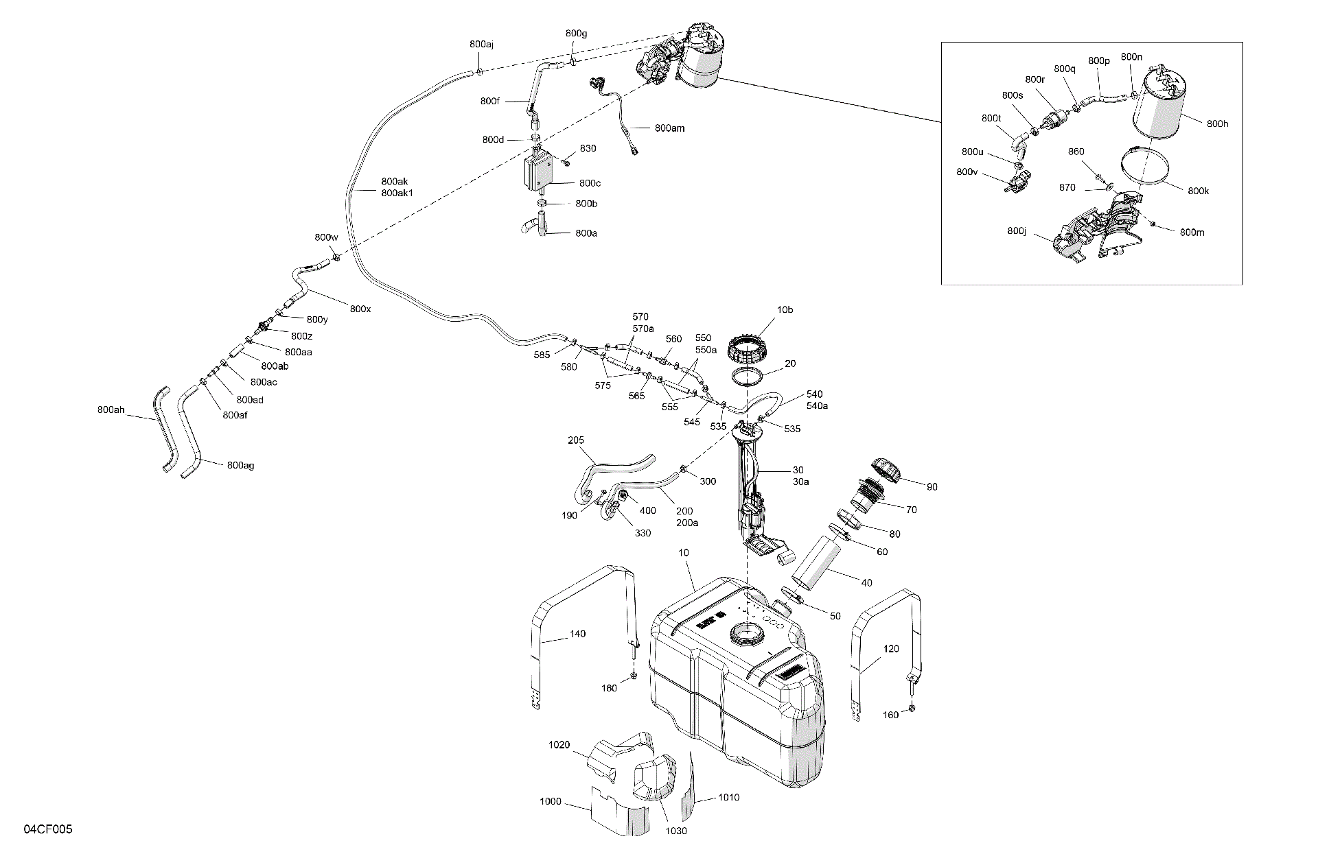 An Image of a Genuine Can-Am Parts Schematic Diagram showing the schematic - ENGINE - FUEL