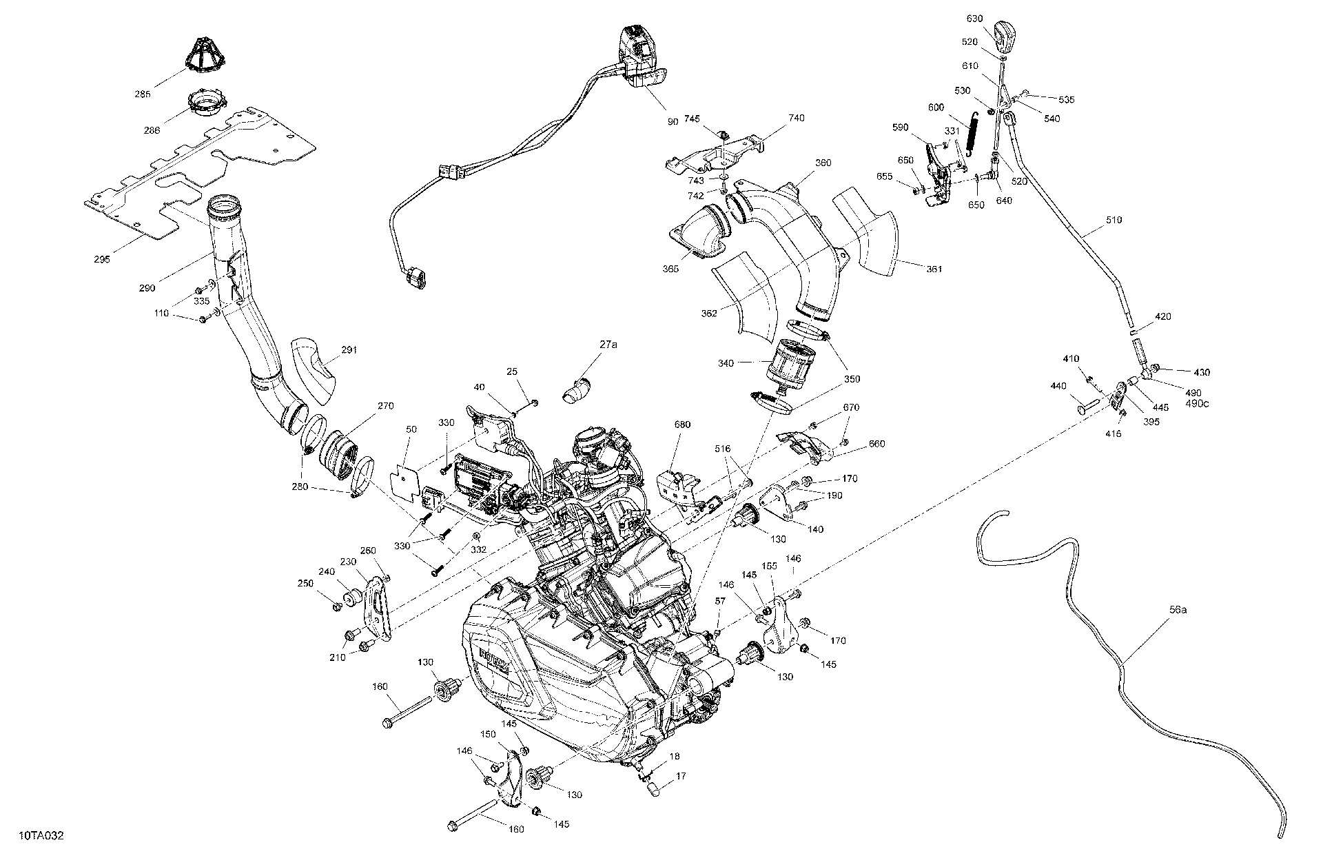 An Image of a Genuine Can-Am Parts Schematic Diagram showing the schematic - ENGINE - SYSTEM