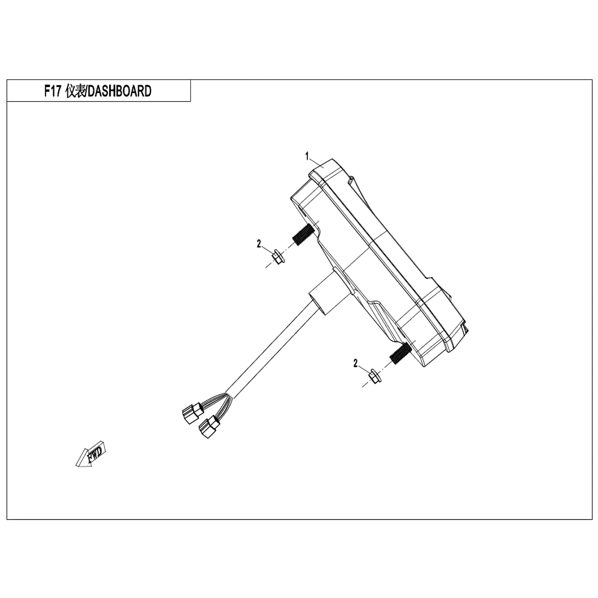 An Image of a genuine CFMOTO Parts Schematic Diagram showing the group - DASHBOARD - 2022 CFMOTO CFORCE 400