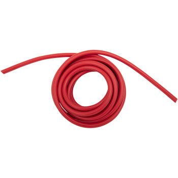 The Vent Tubing Red 4 mm by Cv4 is a coiled red silicone hose with one end extended, shown on a white background—perfect for use as high temperature tubing or a carburetor vent line.