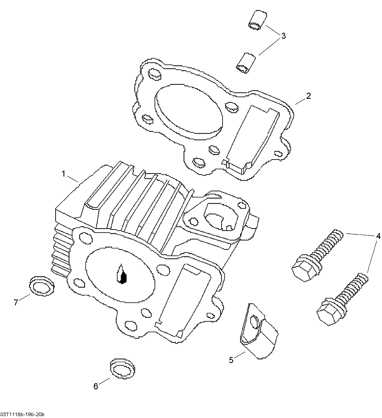 An Image of a Genuine Can-Am Parts Schematic Diagram showing the schematic - CYLINDER