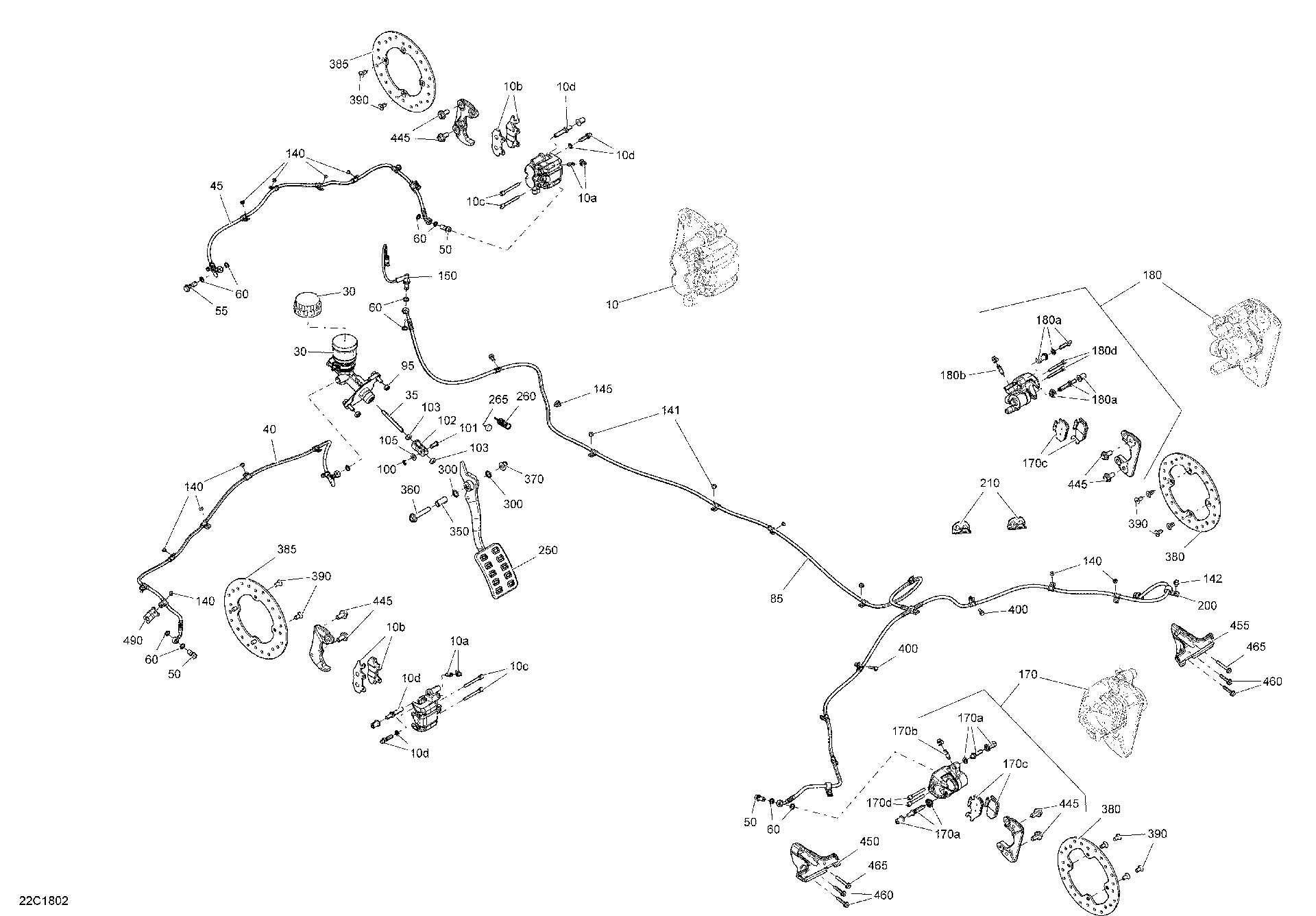 An Image of a Genuine Can-Am Parts Schematic Diagram showing the schematic - BRAKES MAVERICK NON MAX