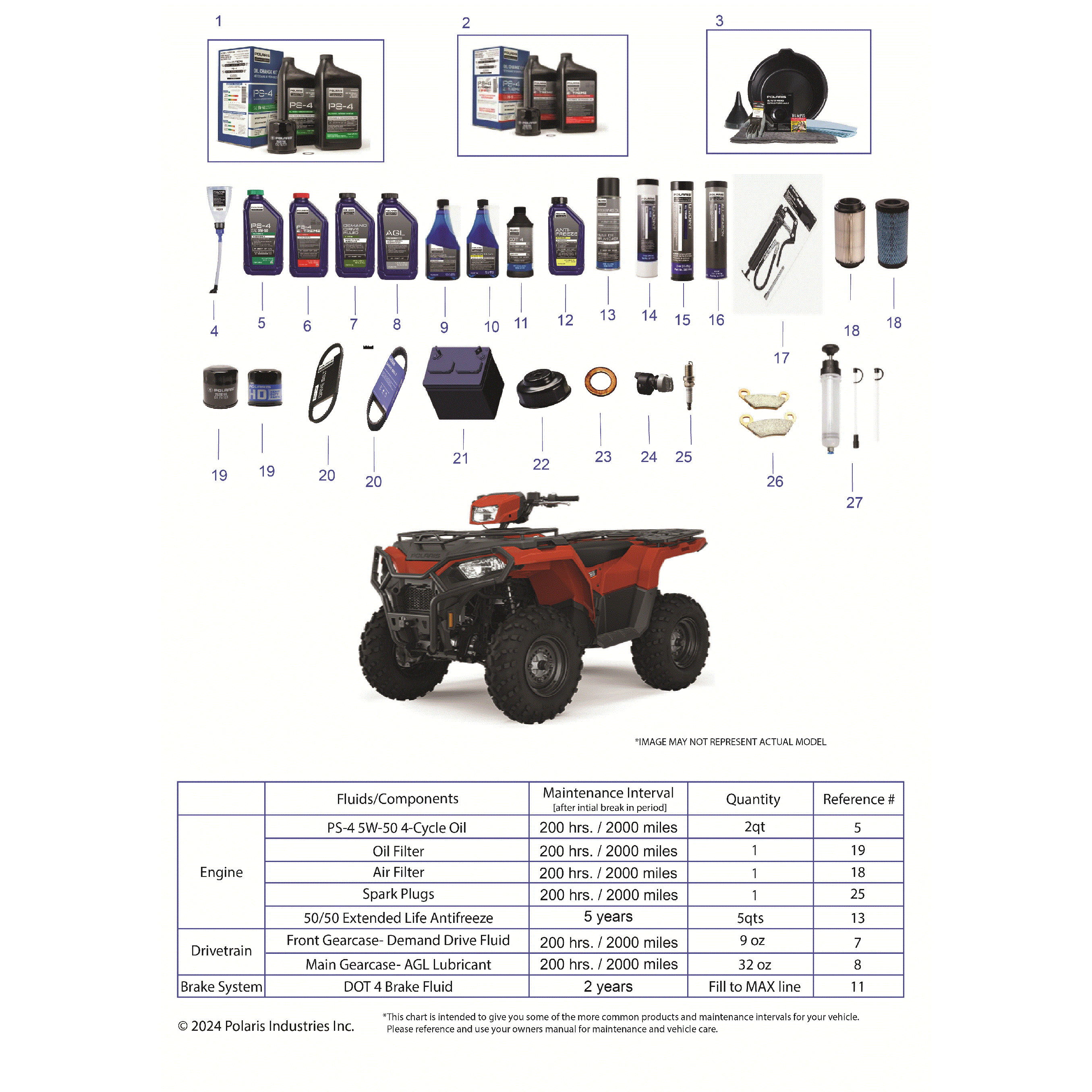 An Image of a Genuine Polaris Parts Schematic Diagram showing the schematic - *SERVICE AND MAINTENANCE PARTS LIST* - 2026 POLARIS SPORTSMAN 450 50S