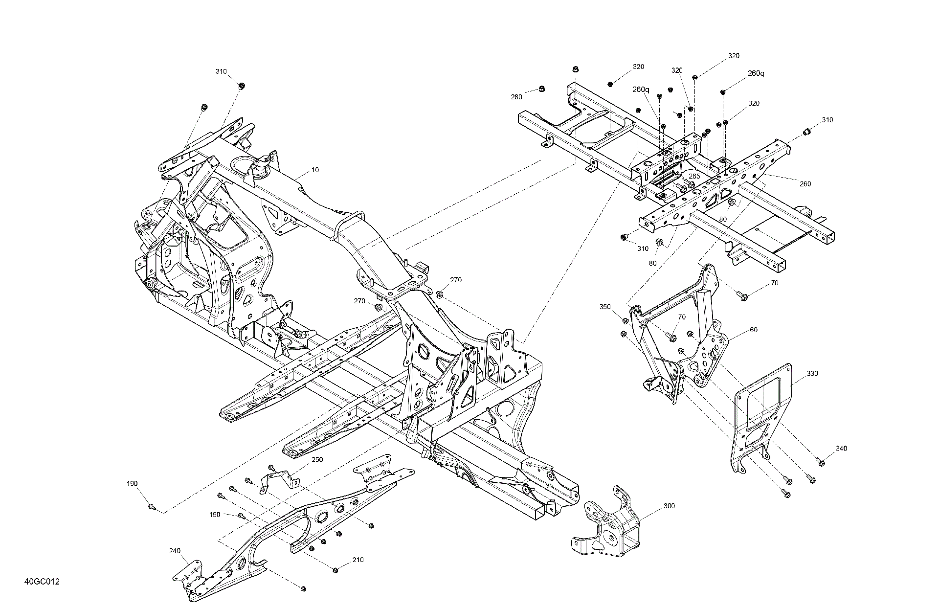 An Image of a Genuine Can-Am Parts Schematic Diagram showing the schematic - FRAME - SYSTEM