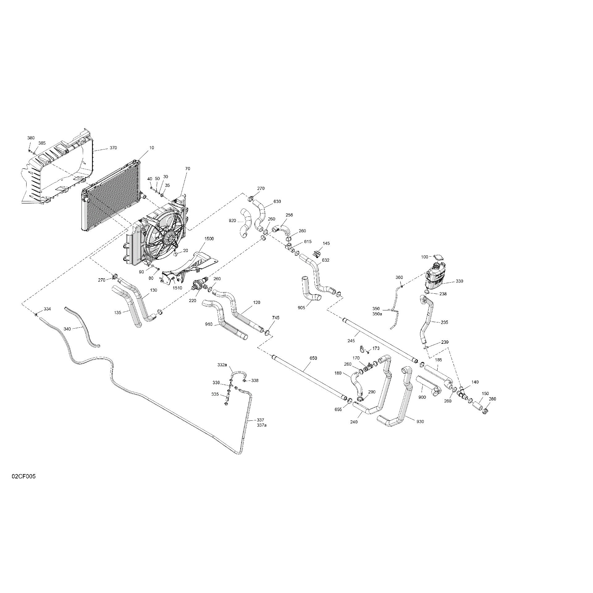 An Image of a Genuine Can-Am Parts Schematic Diagram showing the schematic - ENGINE - COOLING