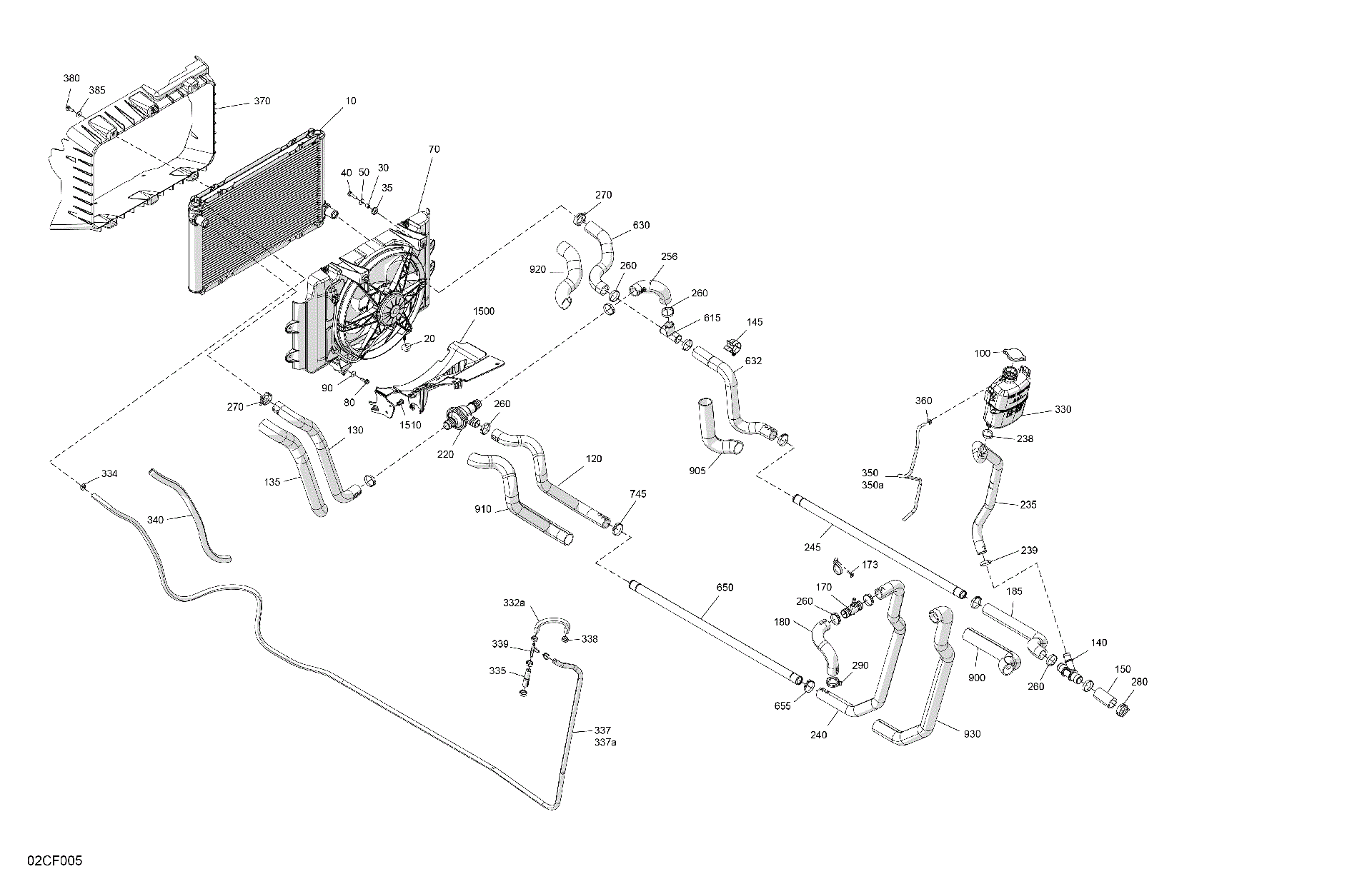 An Image of a Genuine Can-Am Parts Schematic Diagram showing the schematic - ENGINE - COOLING