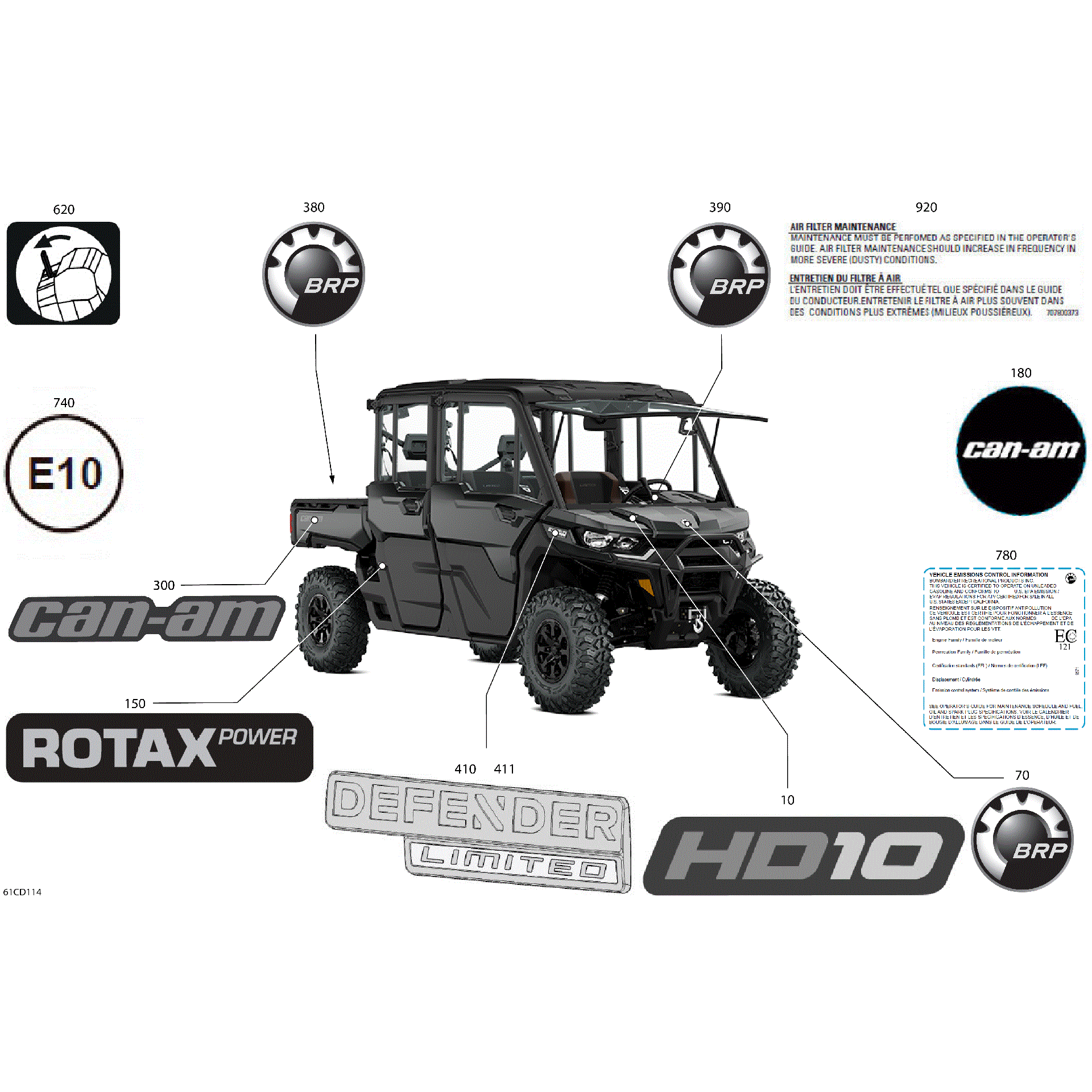 An Image of a Genuine Can-Am Parts Schematic Diagram showing the schematic - BODY - DECALS