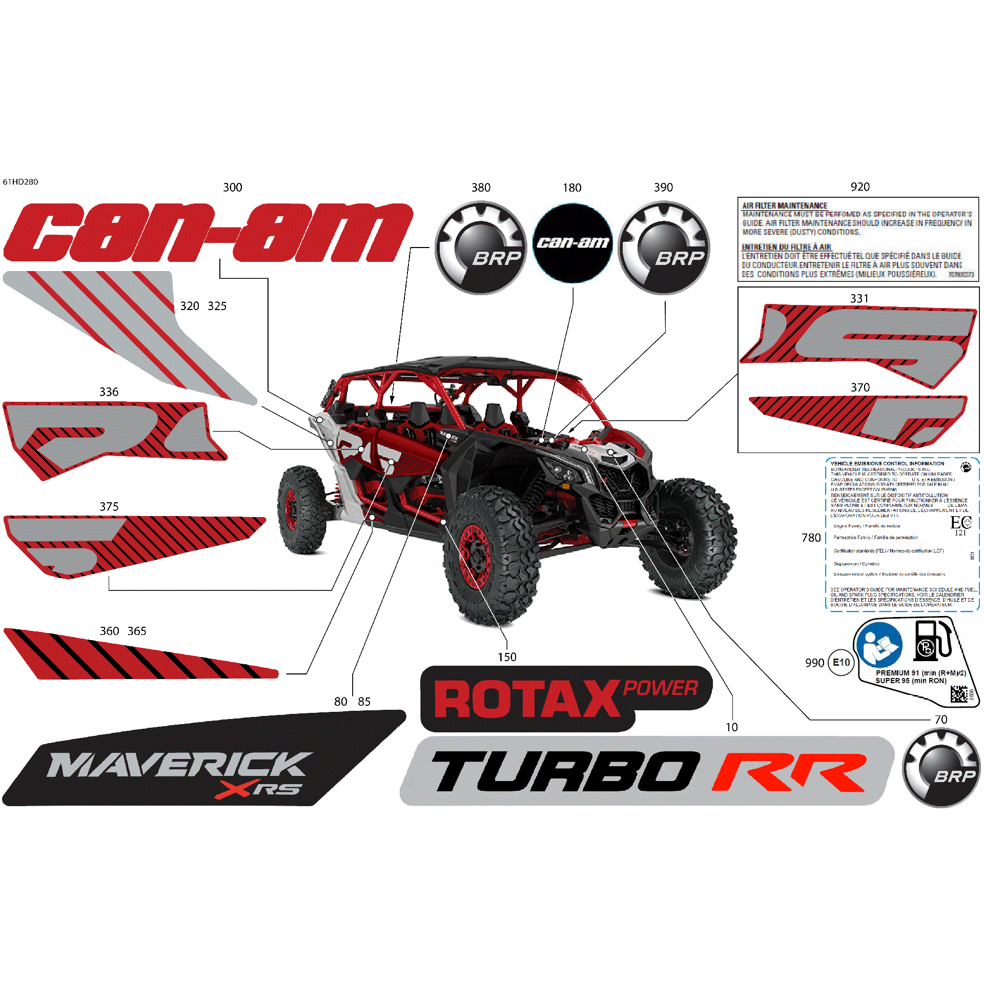 An Image of a Genuine Can-Am Parts Schematic Diagram showing the schematic - BODY - DECALS