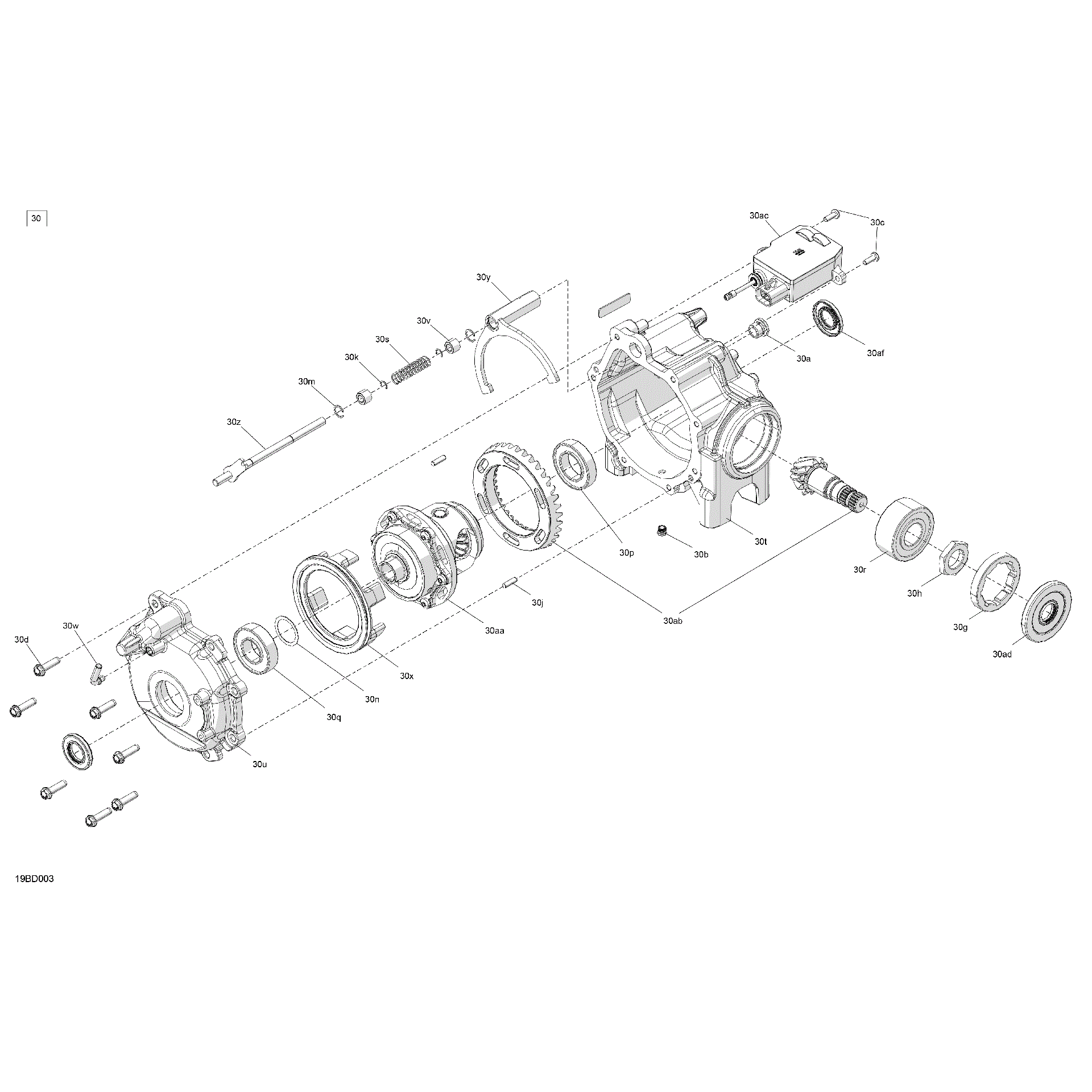 An Image of a Genuine Can-Am Parts Schematic Diagram showing the schematic - DRIVE - FRONT - DIFFERENTIAL PARTS