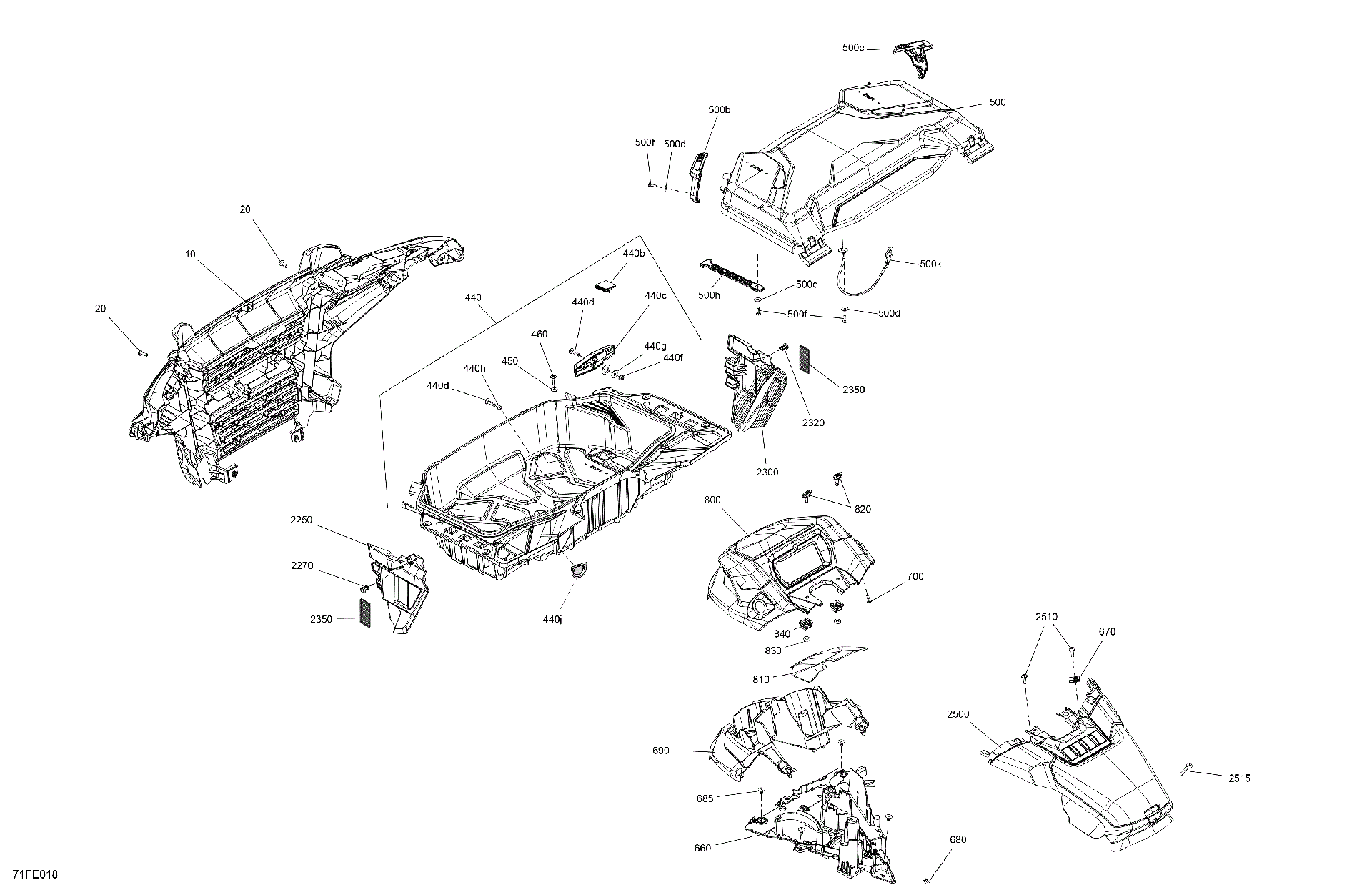 An Image of a Genuine Can-Am Parts Schematic Diagram showing the schematic - BODY - FRONT SECTION