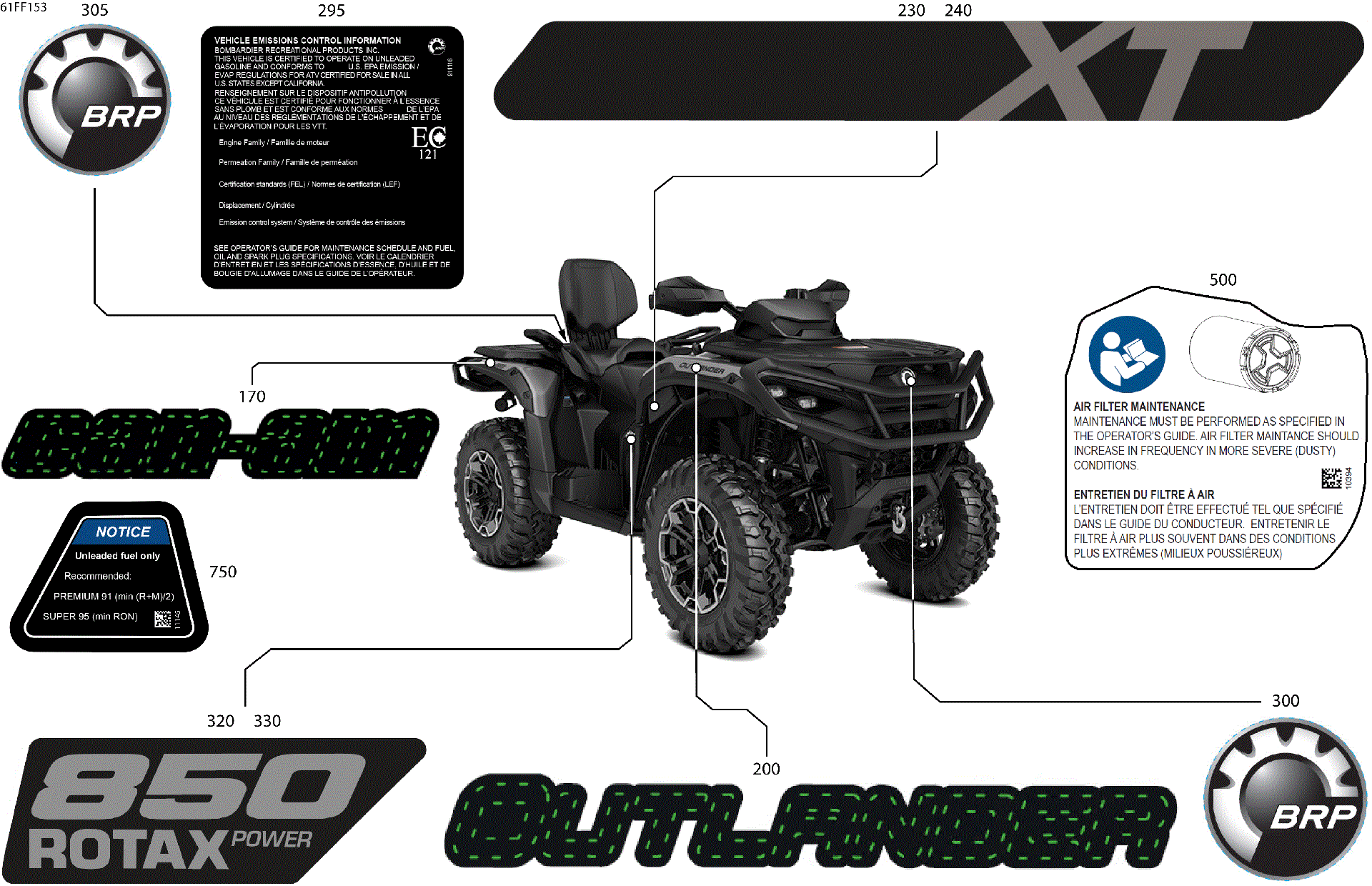 An Image of a Genuine Can-Am Parts Schematic Diagram showing the schematic - BODY - FEATURE DECALS