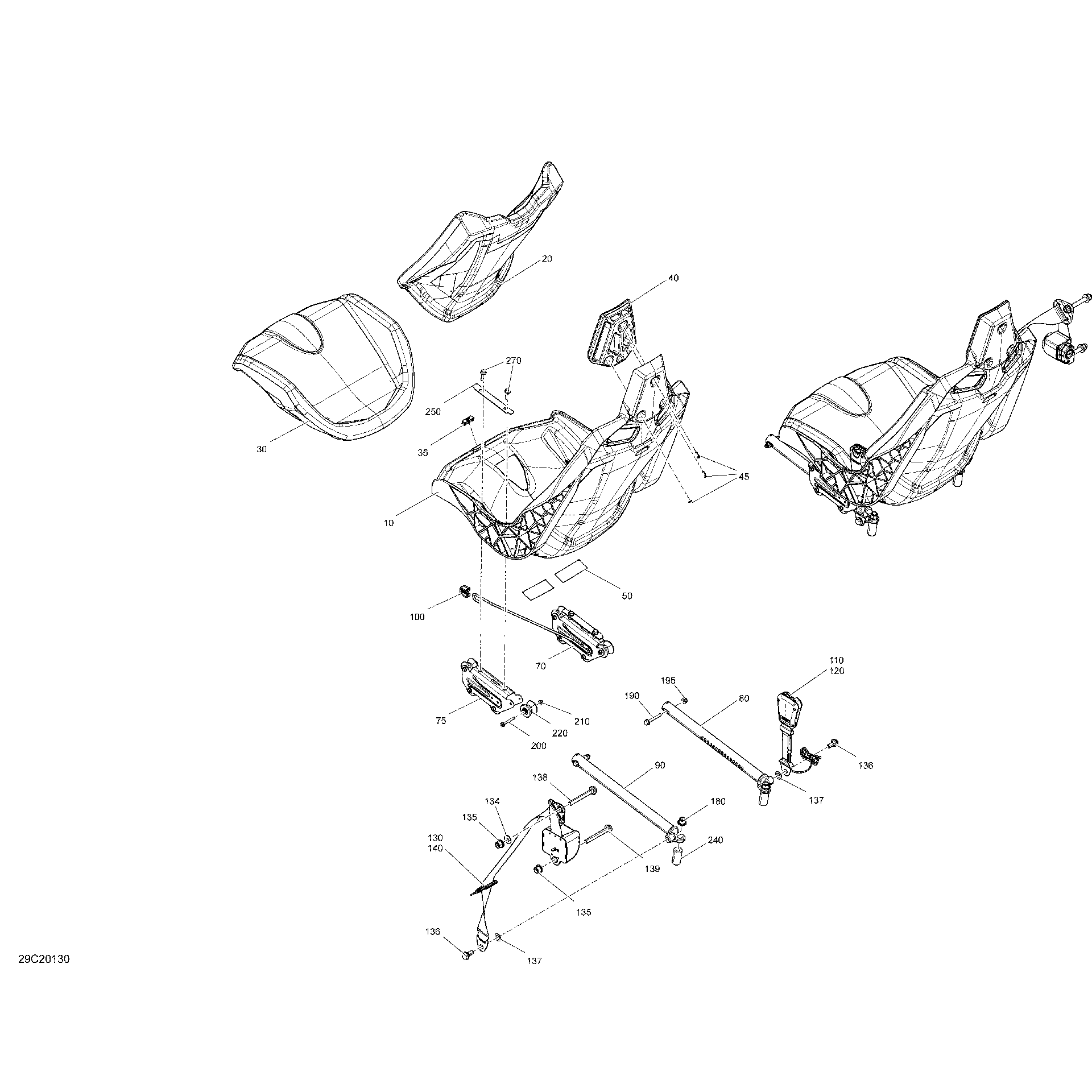 An Image of a Genuine Can-Am Parts Schematic Diagram showing the schematic - SEAT