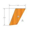 Amber reflective decal with diamond pattern, trapezoidal shape measuring 3.03 by 2.90 inches.
