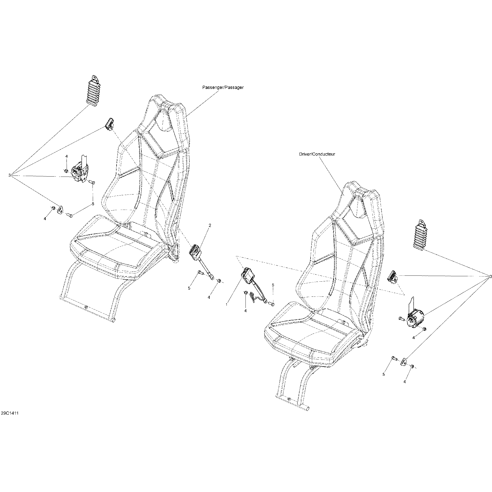 An Image of a Genuine Can-Am Parts Schematic Diagram showing the schematic - SEAT _29C1411