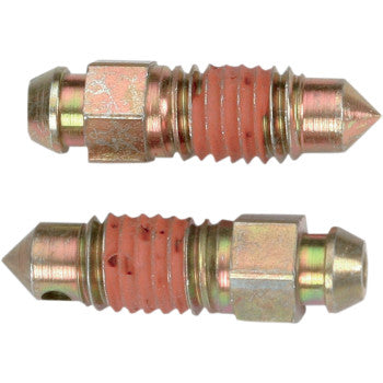 Two Speed Bleeder fittings by Goodridge, sold as a 2 pack, with threaded sections wrapped in reddish-orange sealant and resembling brake bleeder screws, shown side view on a white background.