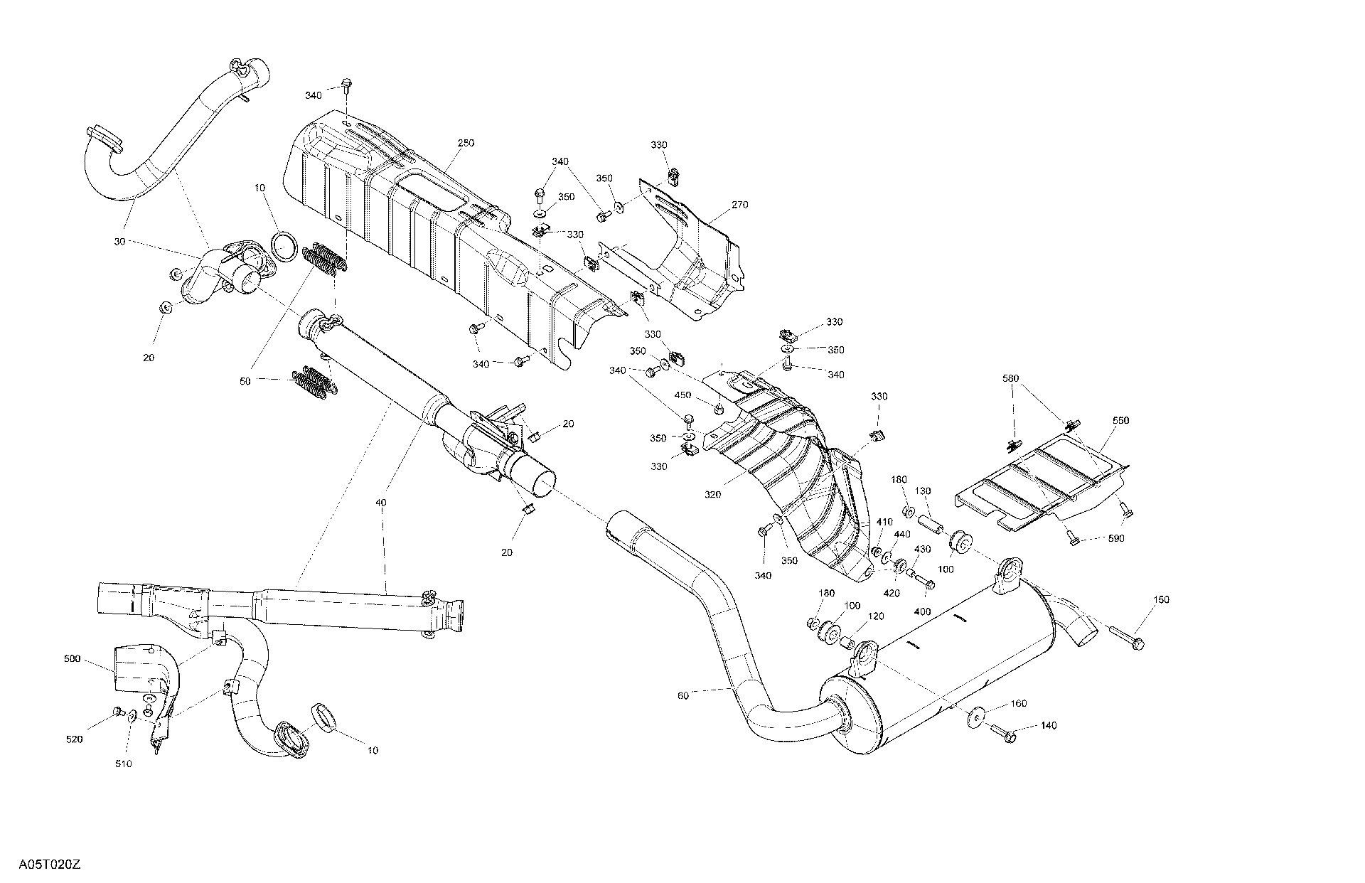 An Image of a Genuine Can-Am Parts Schematic Diagram showing the schematic - ENGINE - EXHAUST