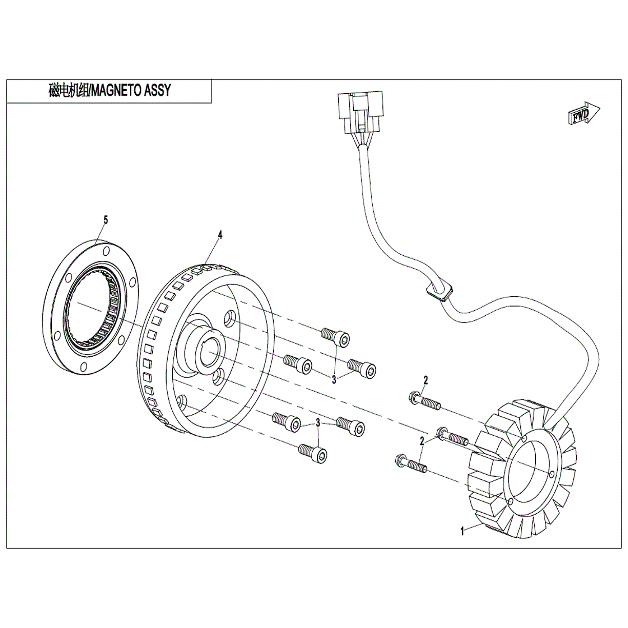 An Image of a Genuine CFMOTO Parts Schematic Diagram showing the schematic - MAGNETO ASSY. - 2022 CFMOTO UFORCE 1000