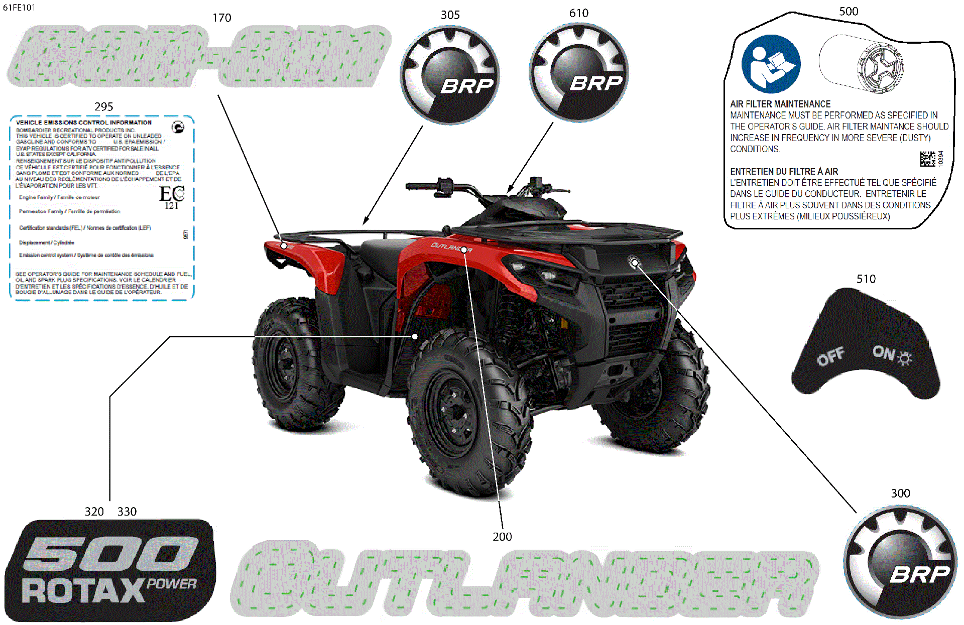 An Image of a Genuine Can-Am Parts Schematic Diagram showing the schematic - BODY - FEATURE DECALS