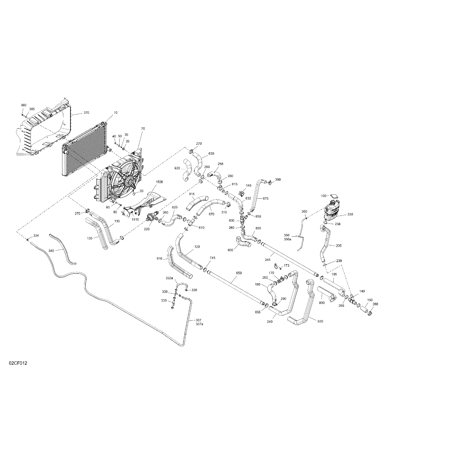 An Image of a Genuine Can-Am Parts Schematic Diagram showing the schematic - ENGINE - COOLING