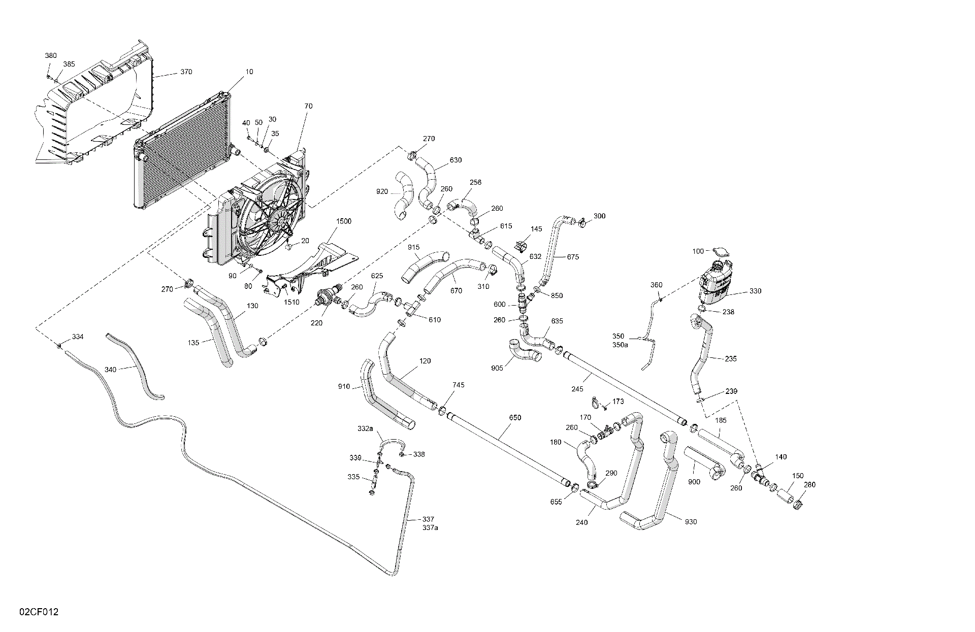 An Image of a Genuine Can-Am Parts Schematic Diagram showing the schematic - ENGINE - COOLING
