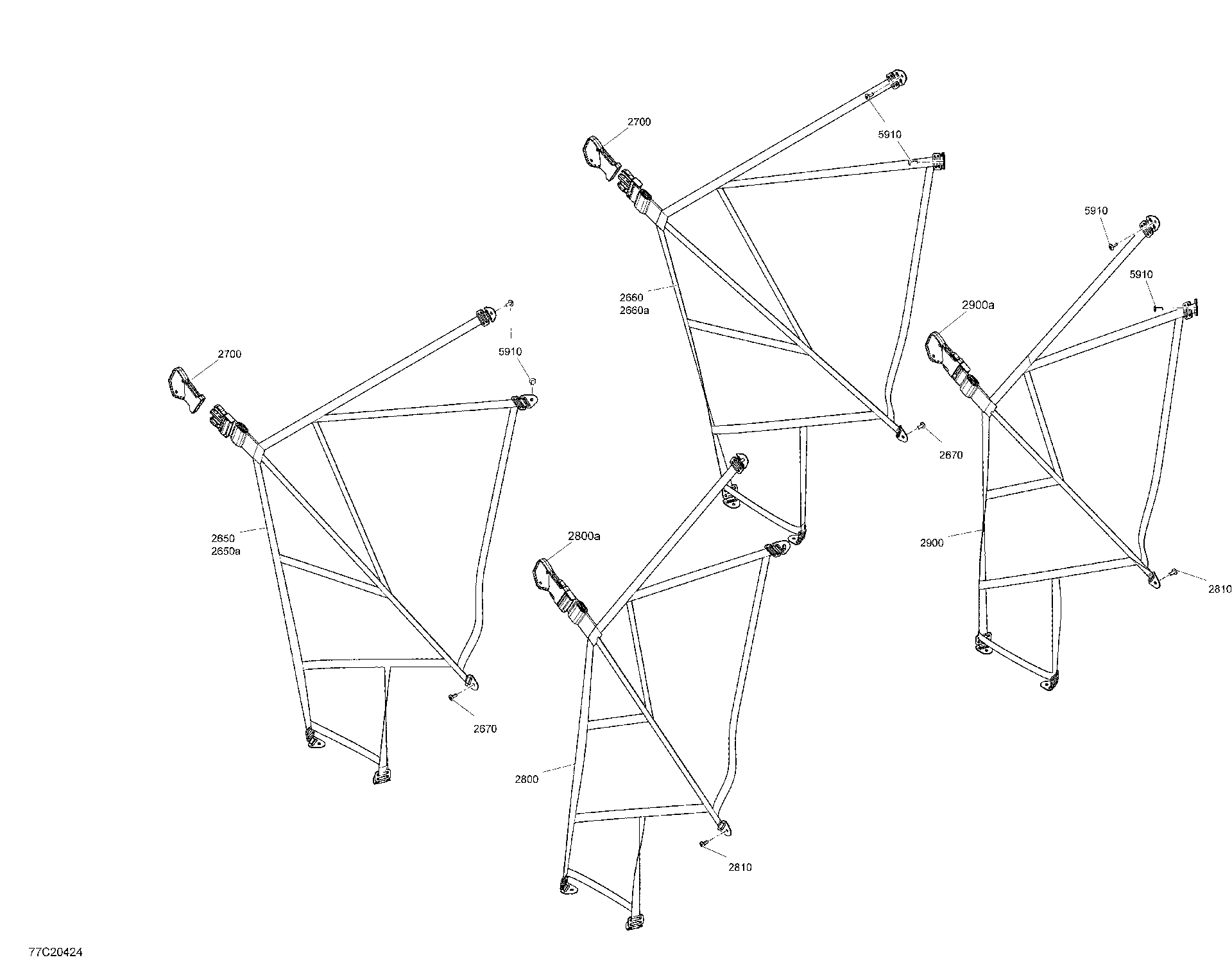 An Image of a Genuine Can-Am Parts Schematic Diagram showing the schematic - CAB INTERIOR - DOOR SAFETY NET