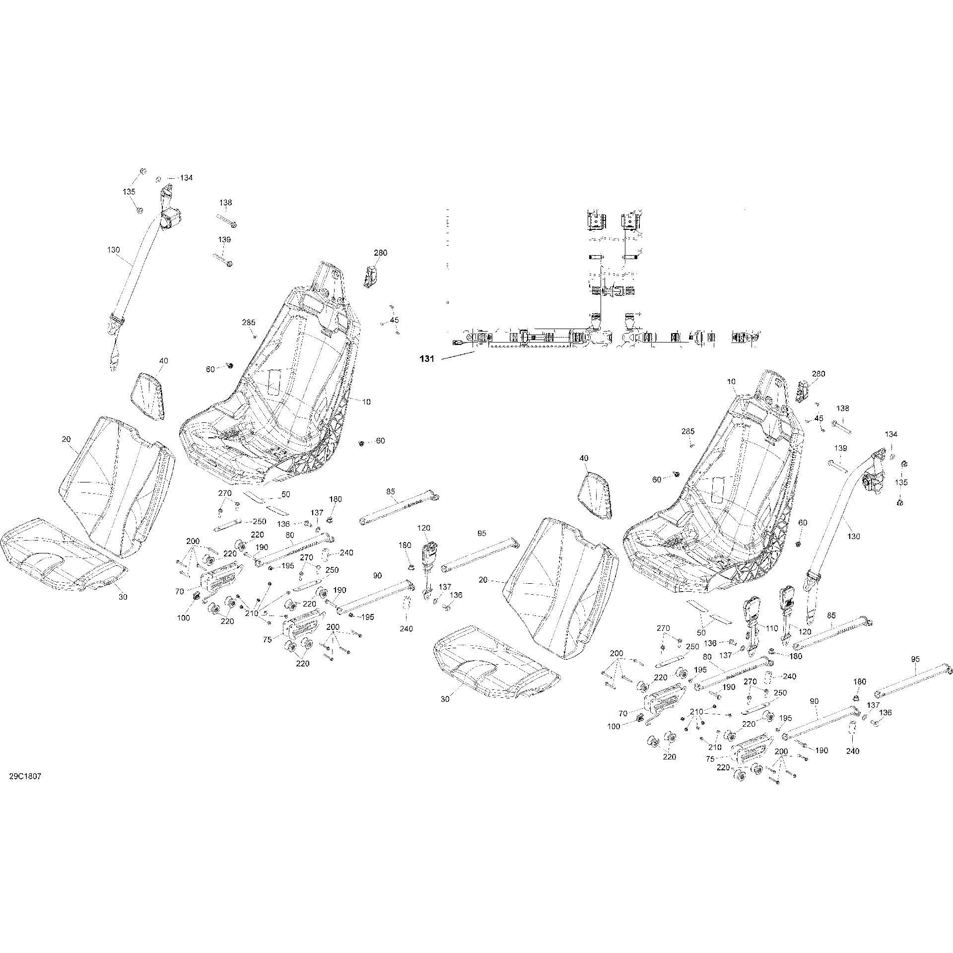An Image of a Genuine Can-Am Parts Schematic Diagram showing the schematic - SEAT - ALL PACKAGE