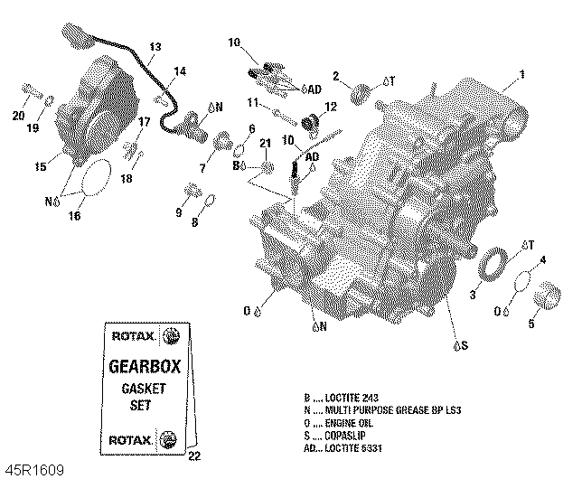 An Image of a Genuine Can-Am Parts Schematic Diagram showing the schematic - GEAR BOX ASSY - 1000R EFI
