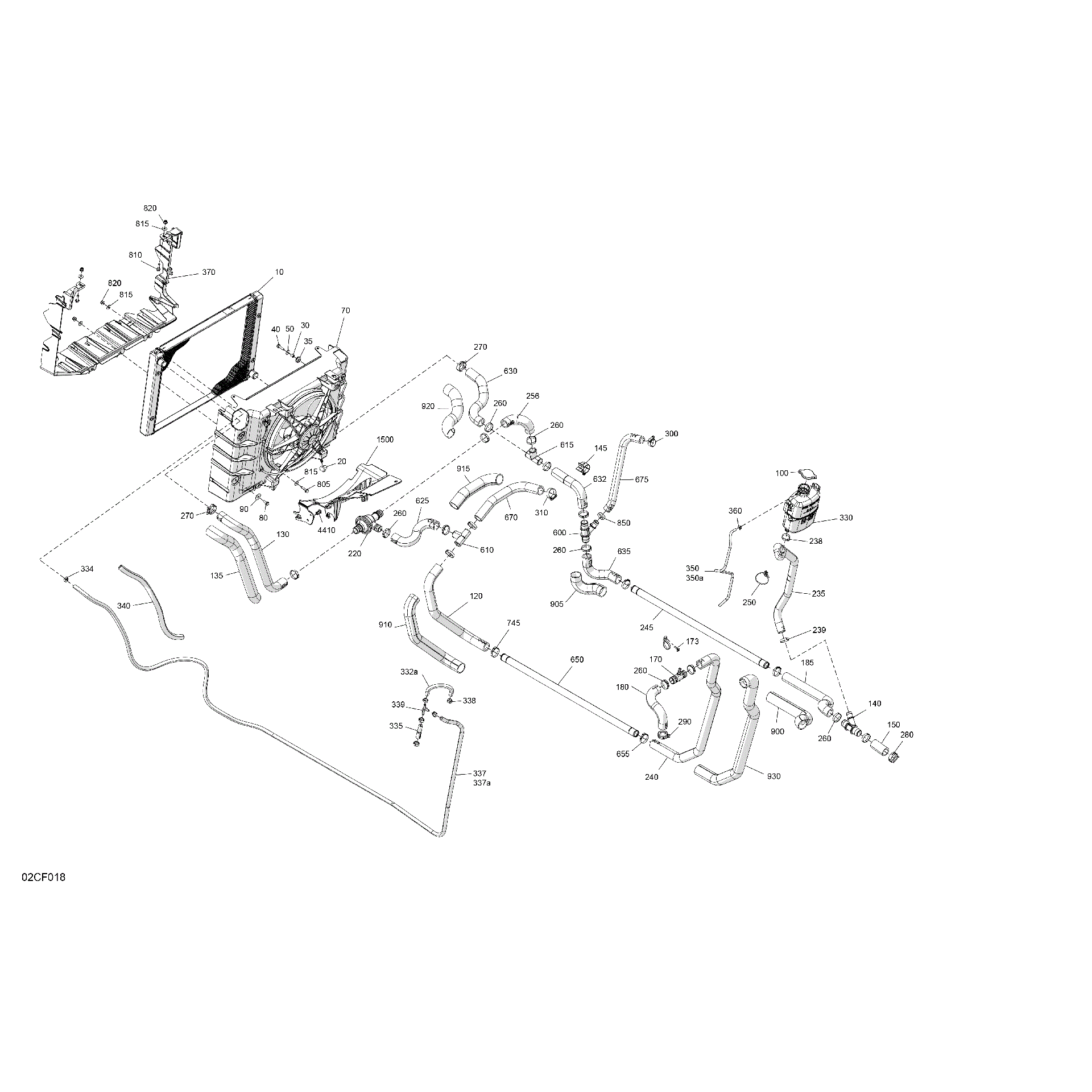 An Image of a Genuine Can-Am Parts Schematic Diagram showing the schematic - ENGINE - COOLING